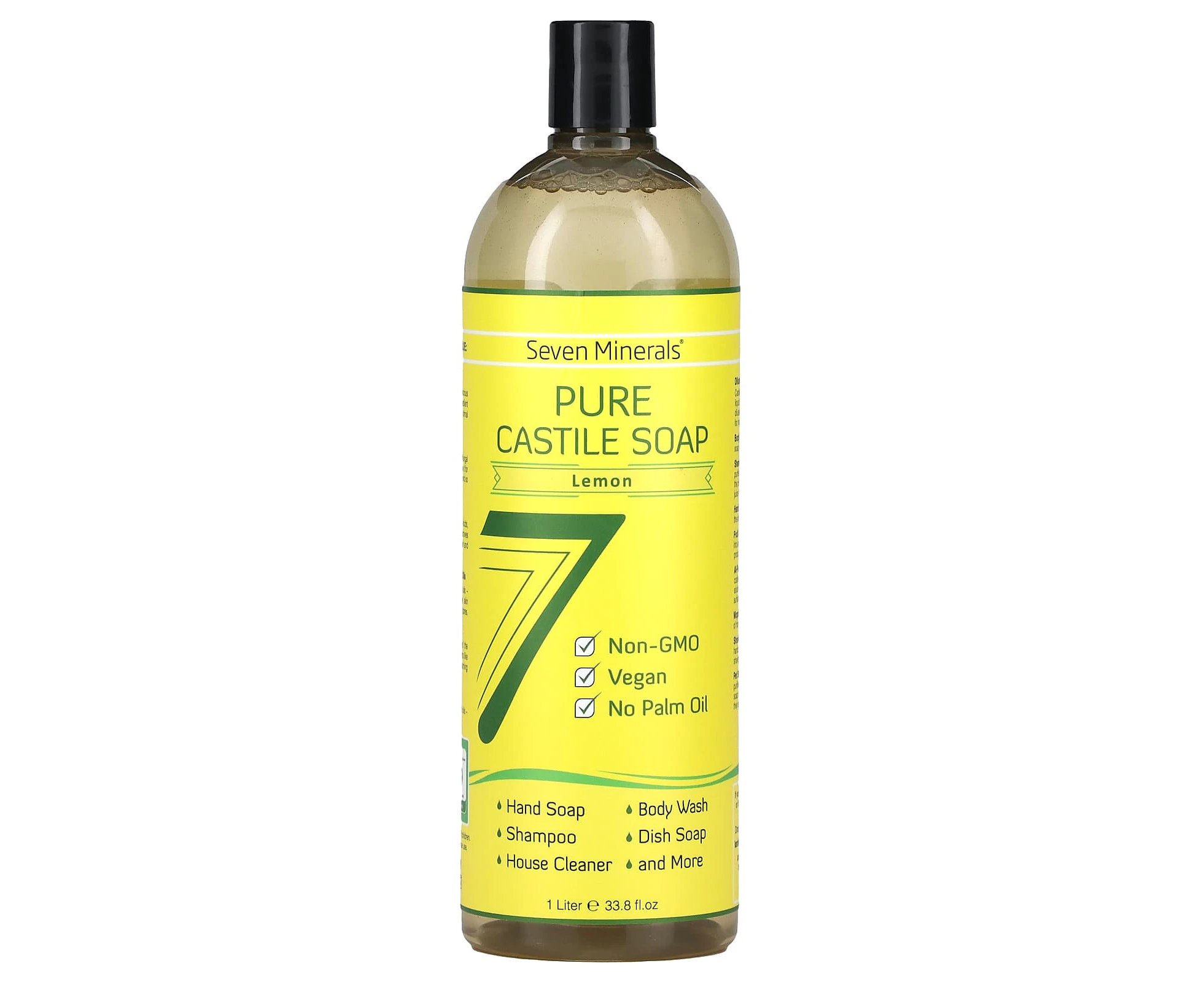 Seven Minerals, Pure Castile Soap, Lemon, 33.8 fl oz (1 l)