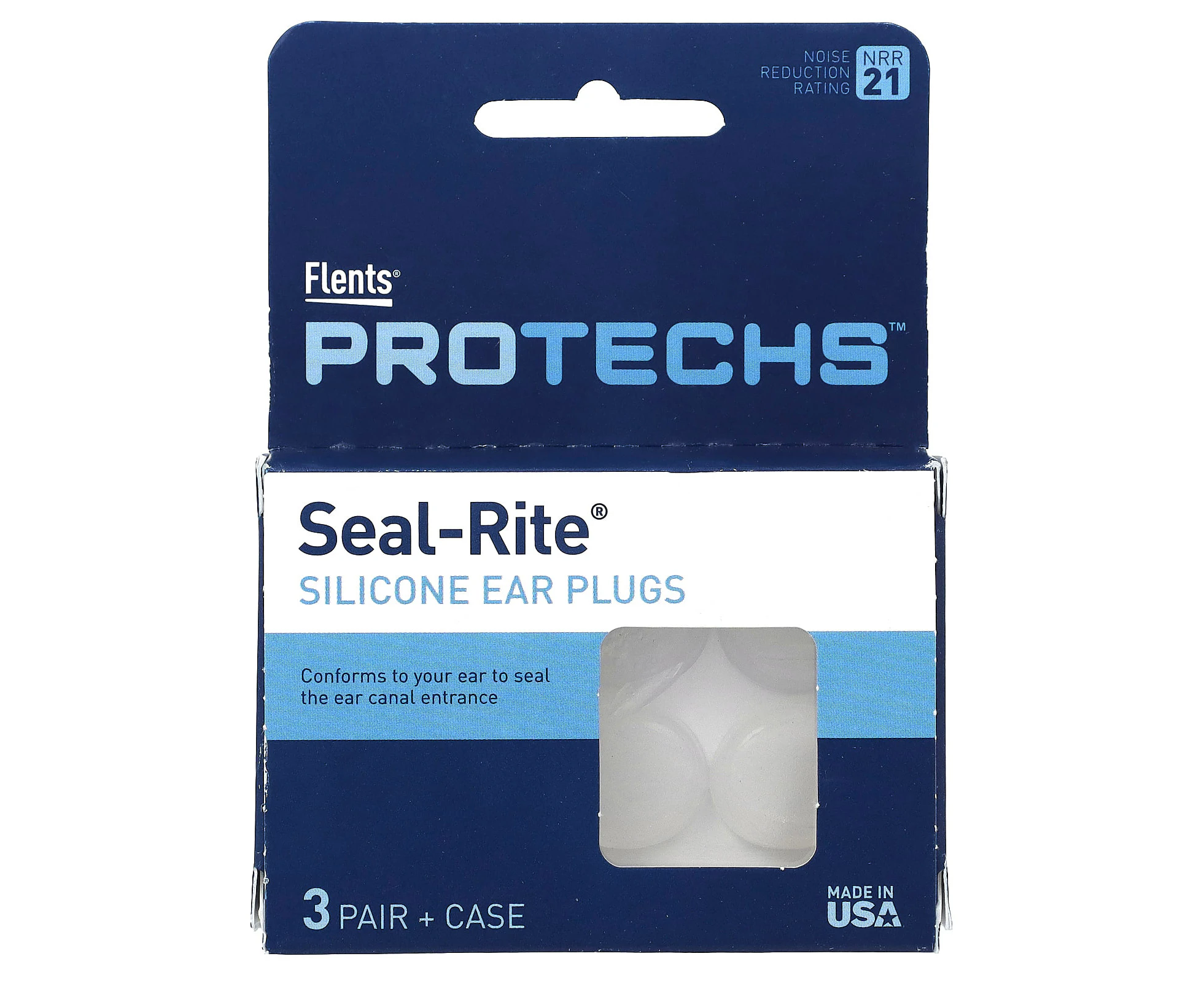 Flents, Protechs, Seal-Rite Silicone Ear Plugs, 3 Pair + Case