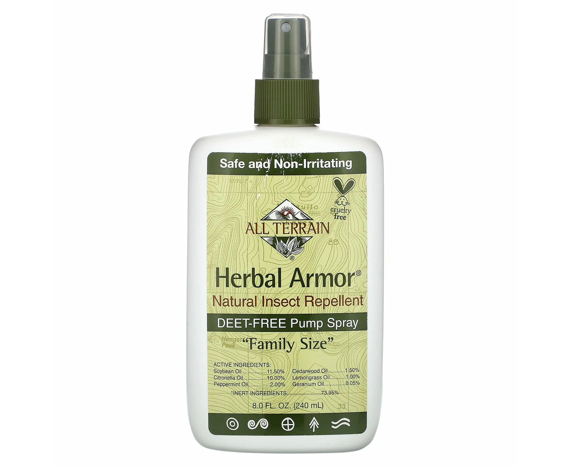 All Terrain, Herbal Armor, Natural Insect Repellent, Deet-Free Pump Spray, 8 fl oz (240 ml)