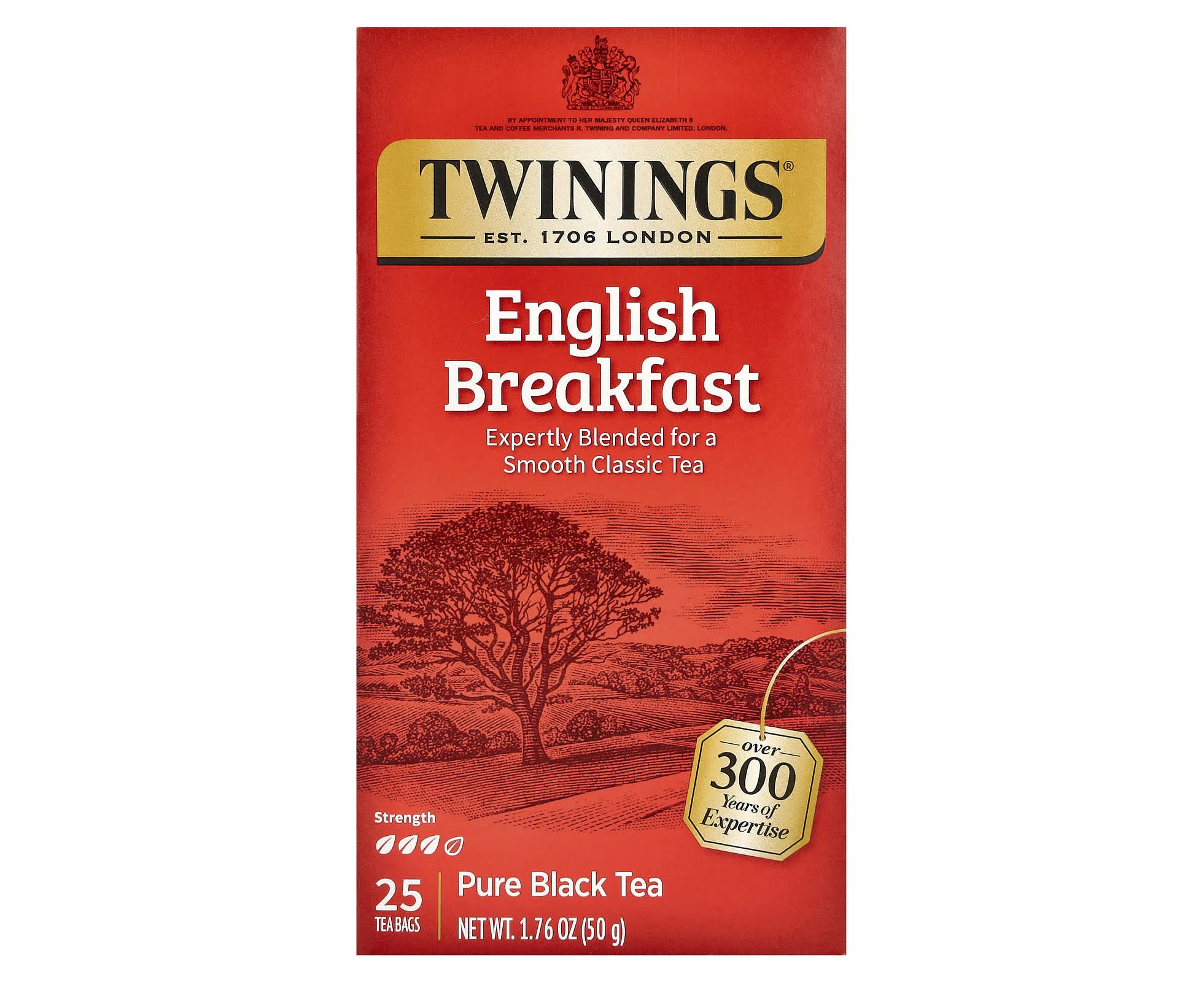 Twinings, Pure Black Tea, English Breakfast, 25 Tea Bags, 1.76 oz (50 g)