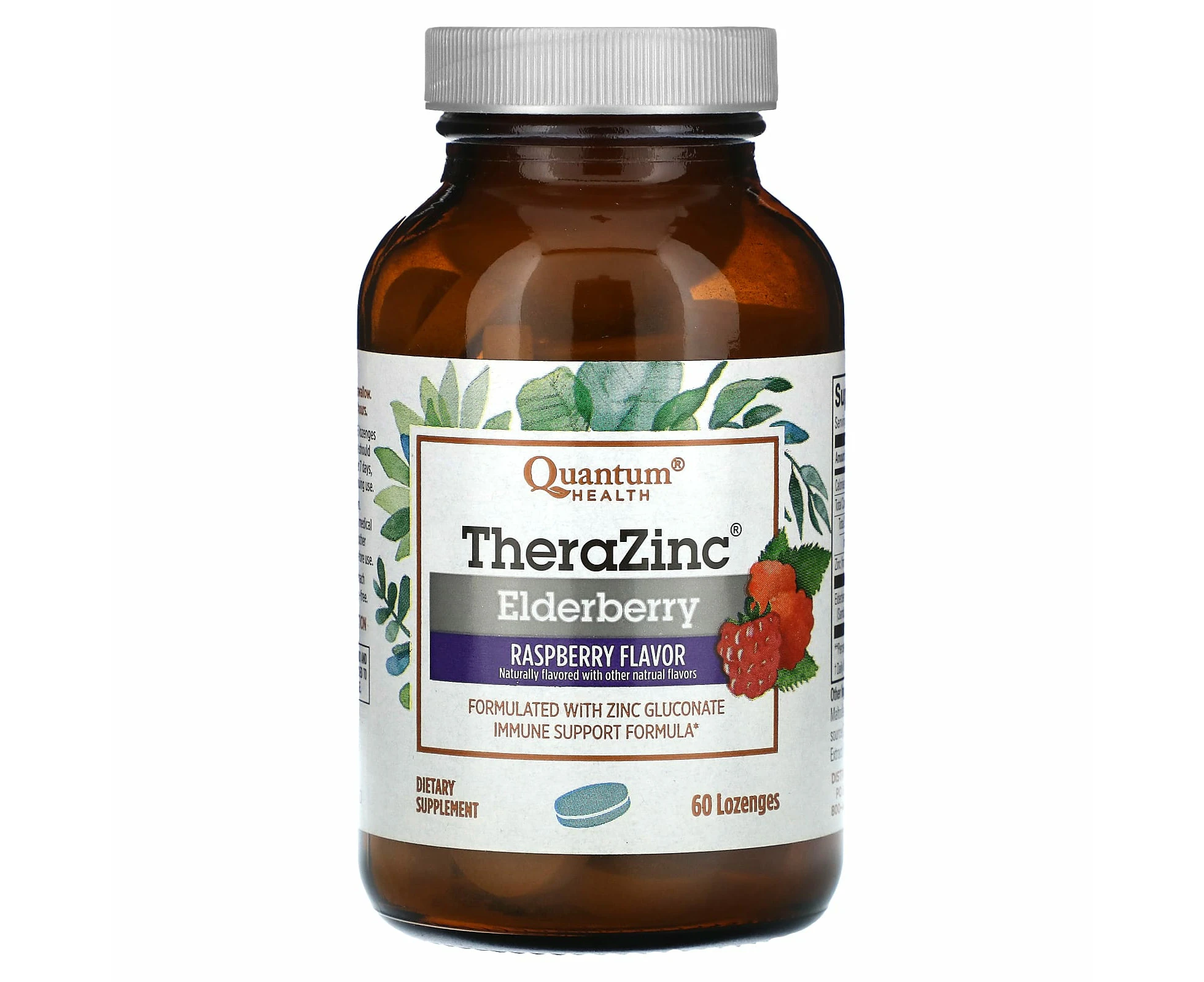 Quantum Health, TheraZinc, Elderberry, Raspberry, 60 Lozenges