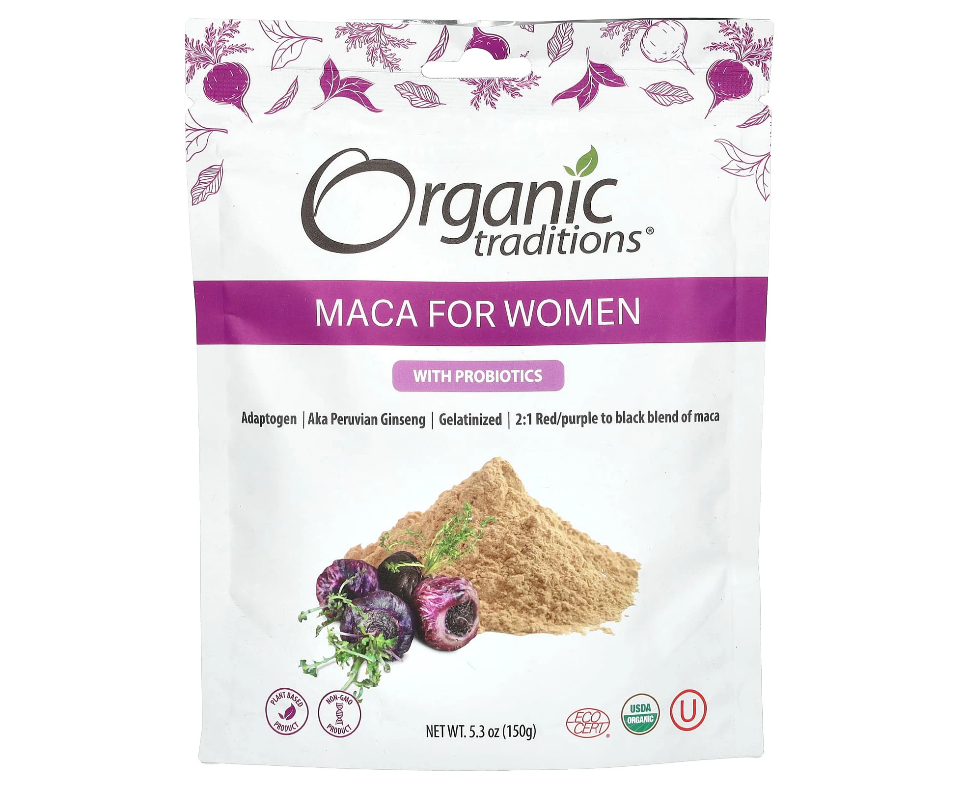 Organic Traditions, Maca For Women with Probiotics, 5.3 oz (150 g)