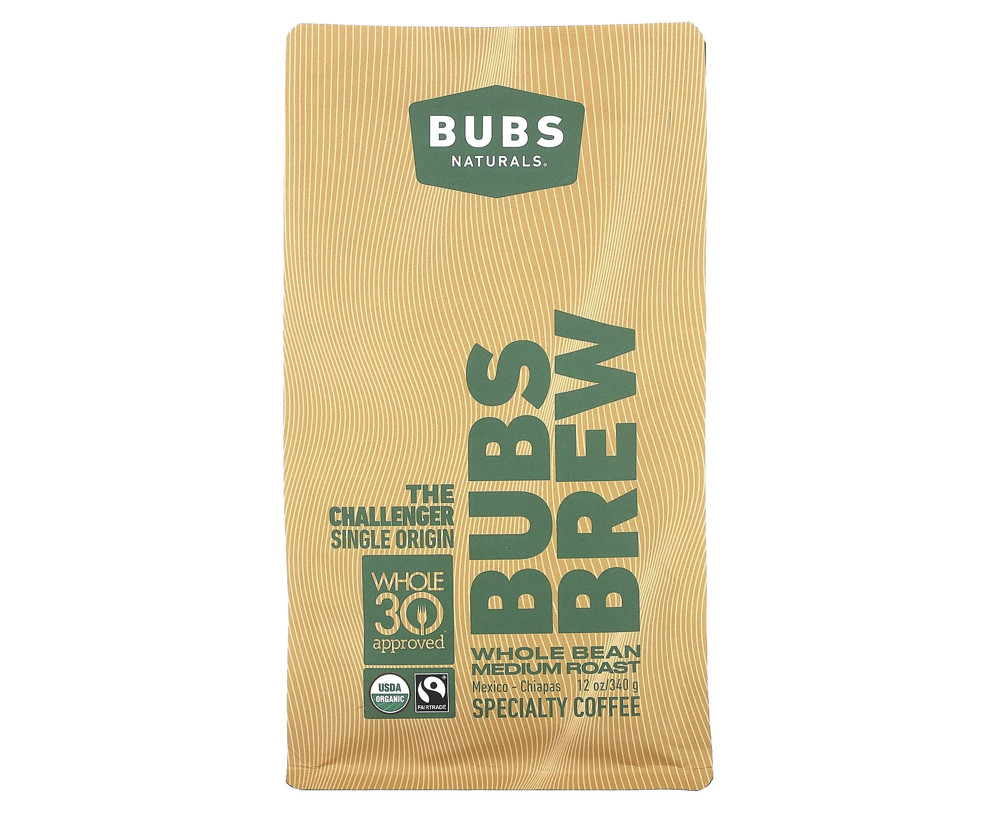 BUBS Naturals, Bubs Brew, The Challenger Single Origin, Whole Bean, Medium Roast, 12 oz (340 g)