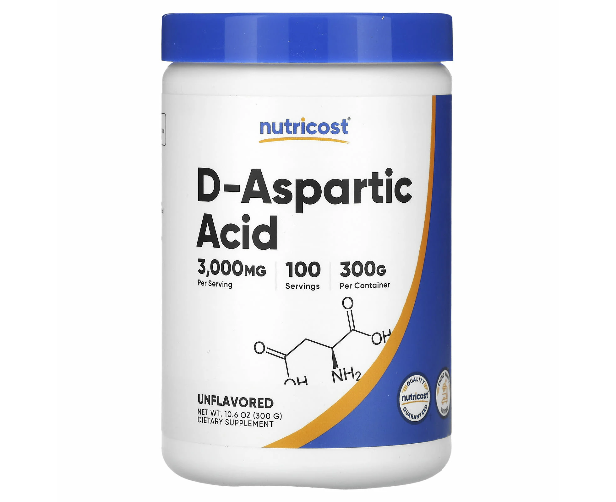 Nutricost, D-Aspartic Acid, Unflavored, 10.6 oz (300 g)