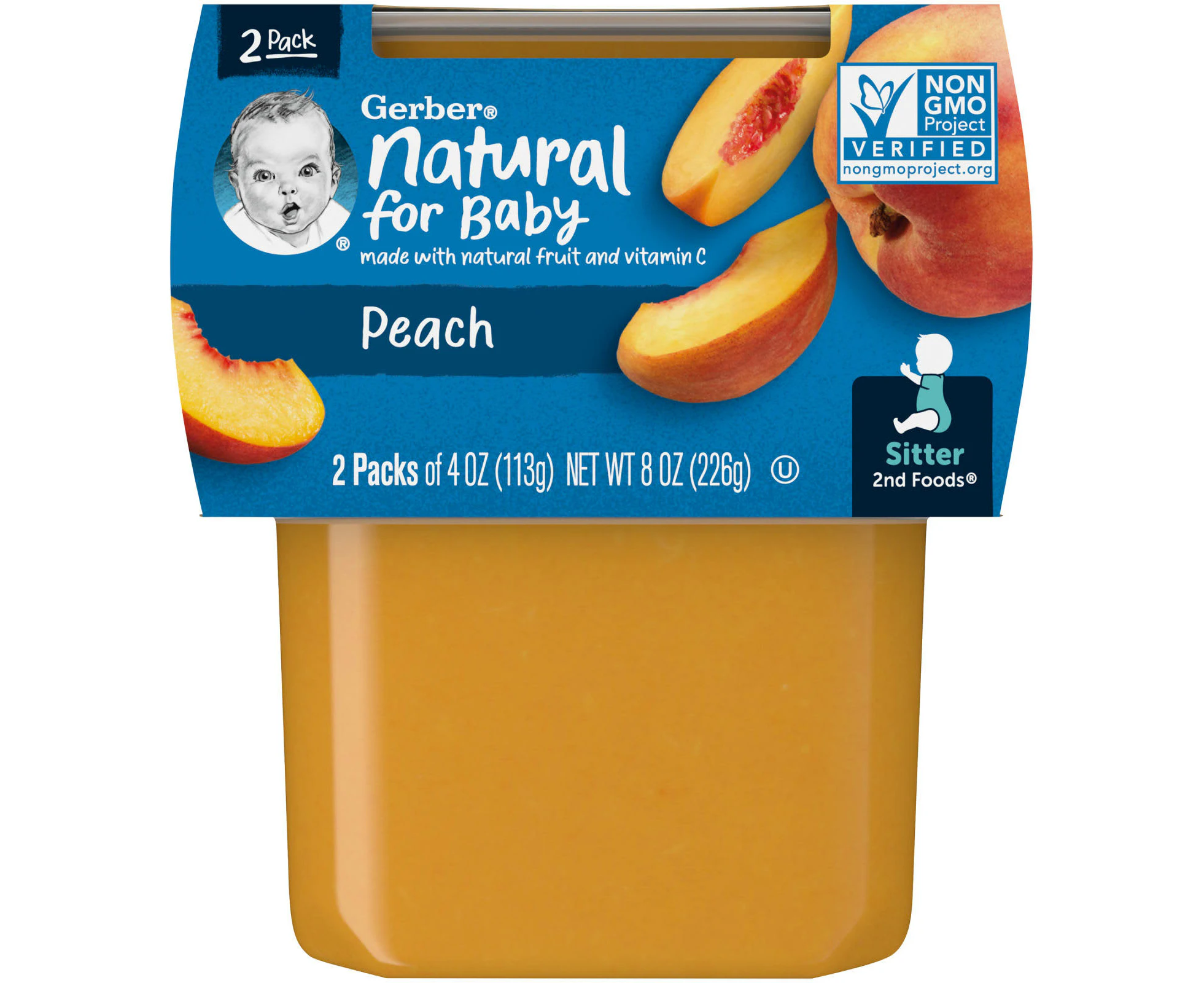 Gerber, Natural for Baby, 2nd Foods, Peach, 2 Pack, 4 oz (113 g) Each