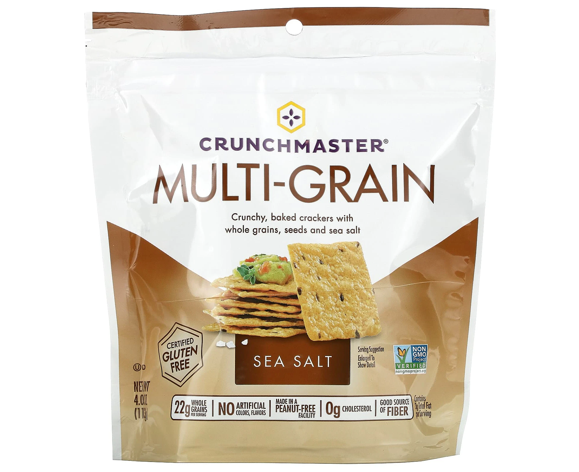 Crunchmaster, Multi-Grain, Crunchy Baked Rice Crackers, Sea Salt, 4 oz (113 g)