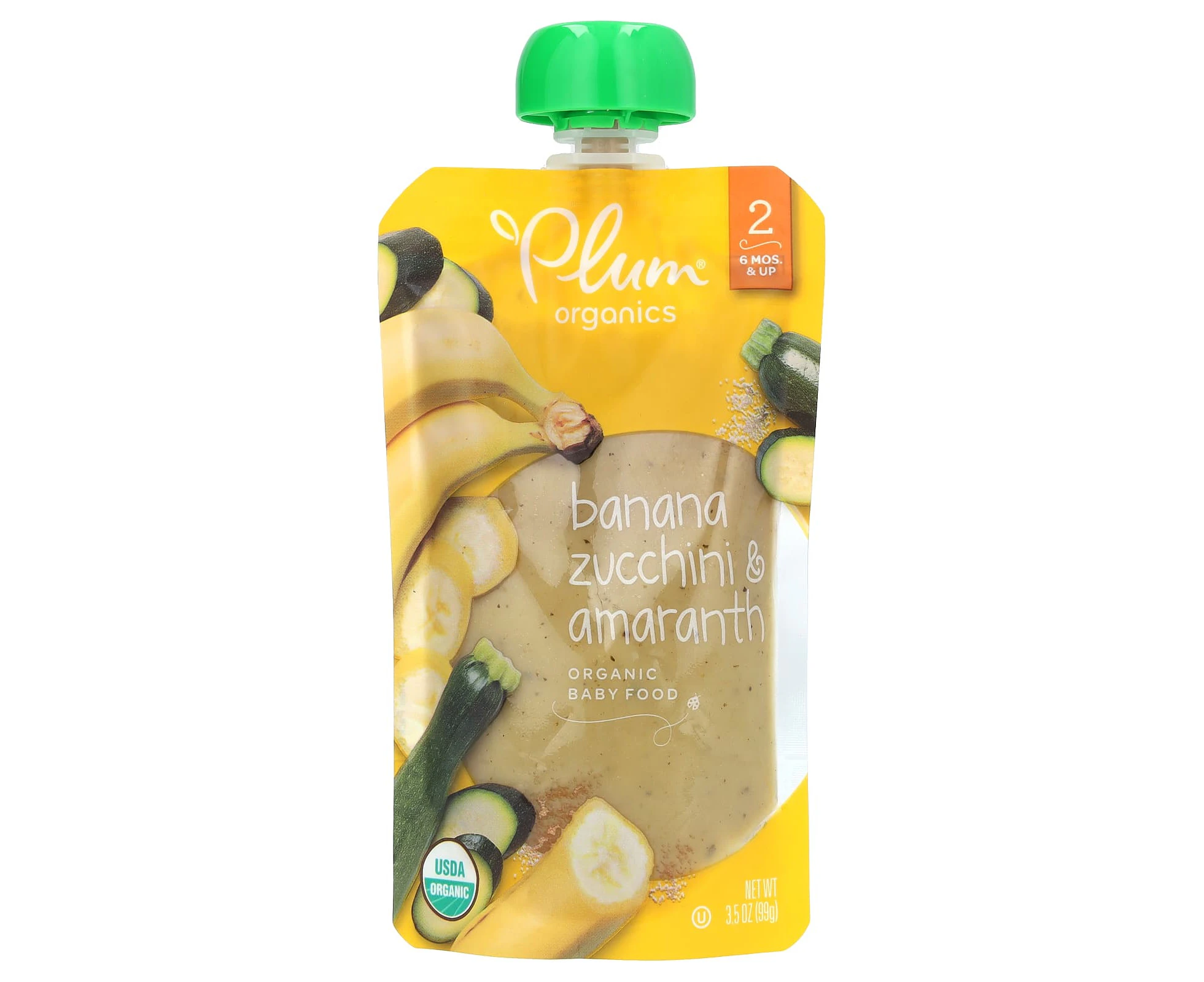 Plum Organics, Organic Baby Food, 6 Mos & Up, Banana, Zucchini & Amaranth, 3.5 oz (99 g)