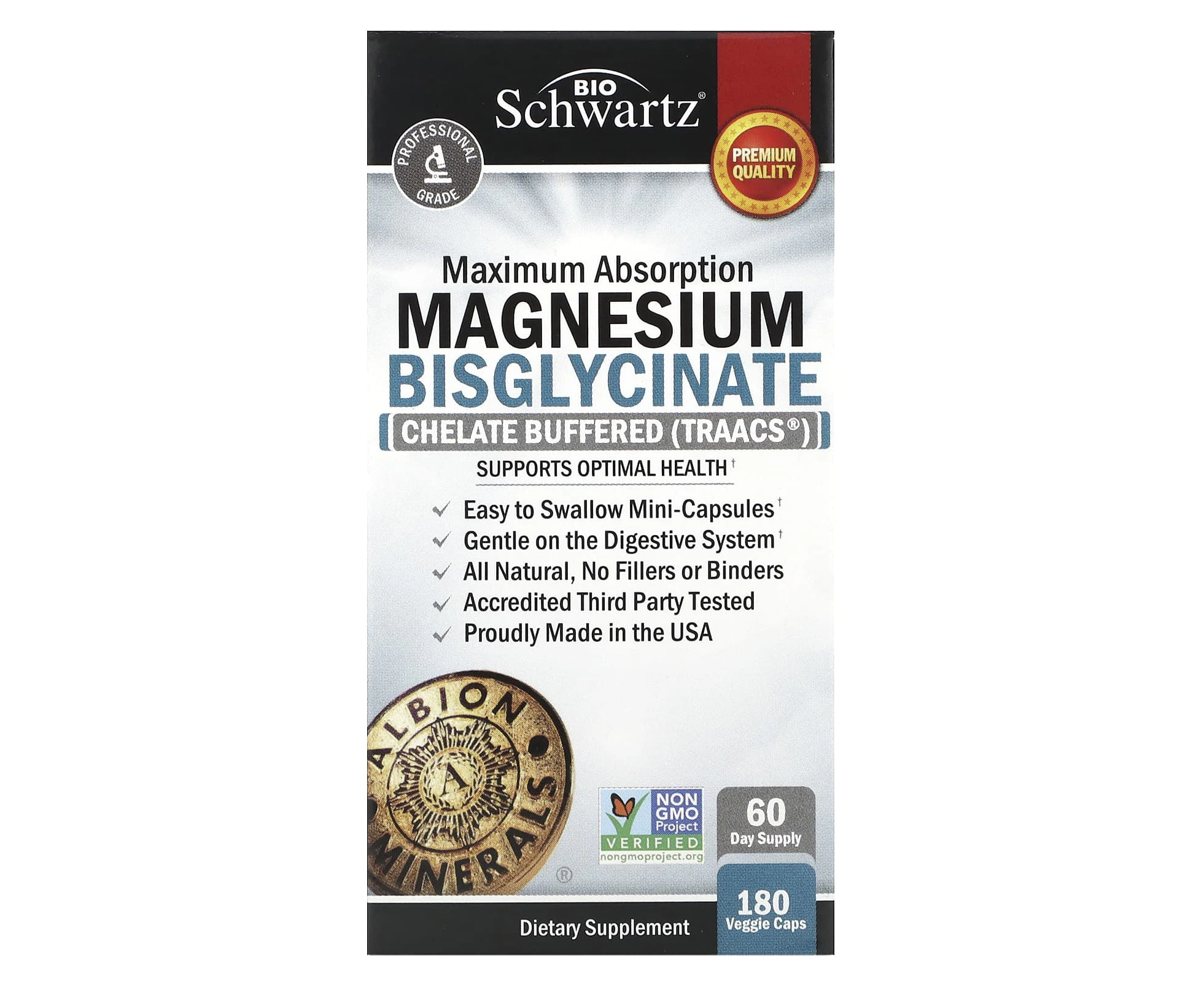 BioSchwartz, Maximum Absorption Magnesium Bisglycinate, 180 Veggie Caps