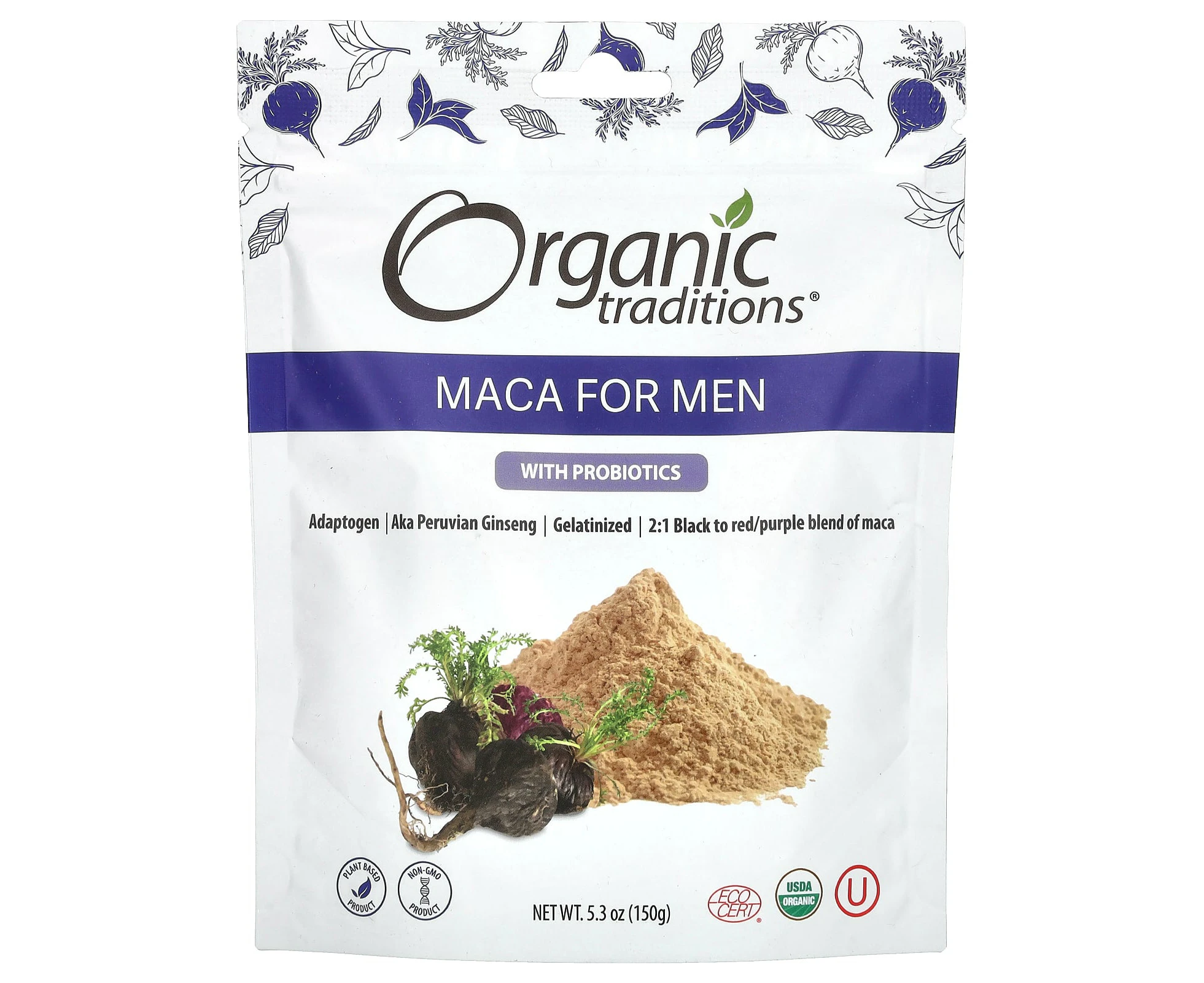 Organic Traditions, Maca For Men with Probiotics, 5.3 oz (150 g)