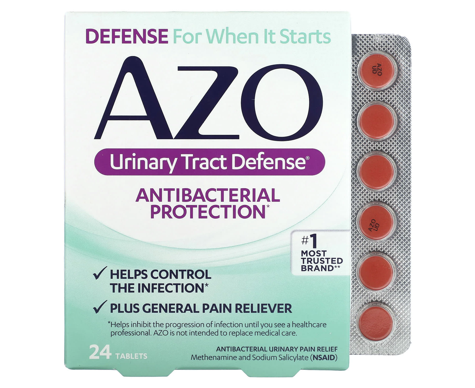 Azo, Urinary Tract Defense, Antibacterial Protection, 24 Tablets