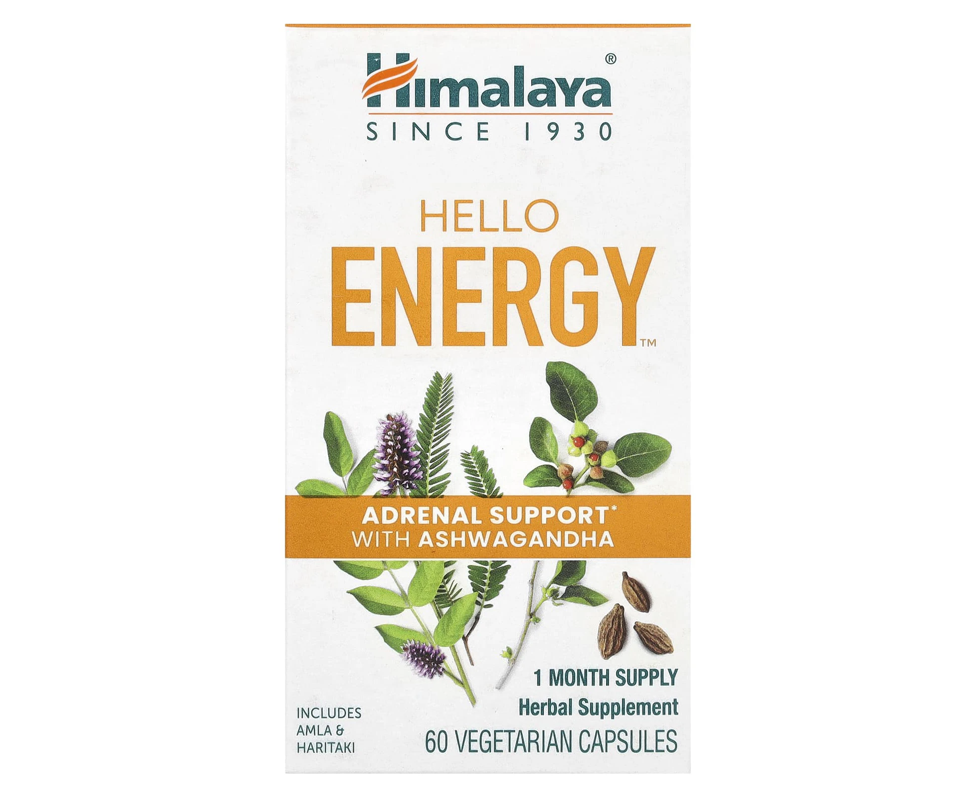 Himalaya, Hello Energy, Adrenal Support with Ashwagandha, 60 Vegetarian Capsules