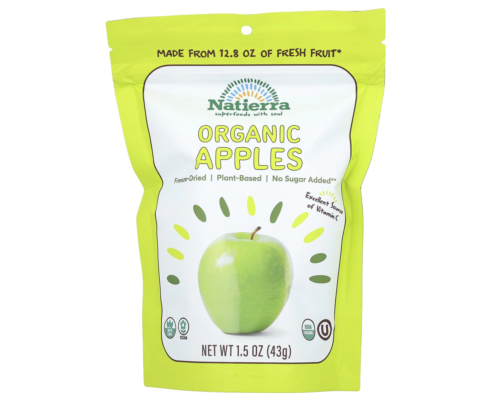 Natierra, Organic Freeze-Dried Apples, 1.5 oz (43 g)