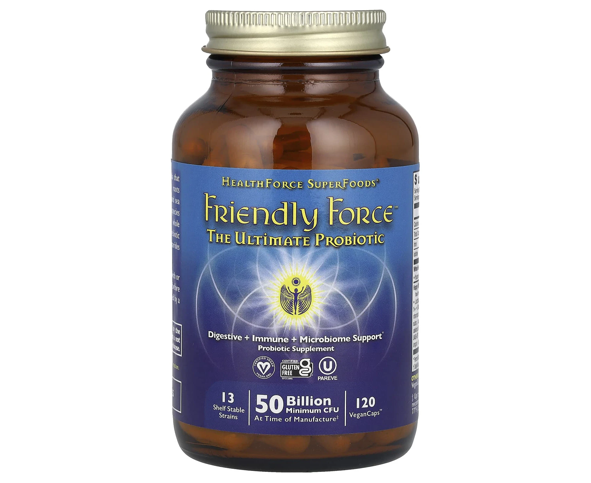 HealthForce Superfoods, Friendly Force‚Ñ¢, The Ultimate Probiotic, 50 Billion, 120 Vegan Caps (25 Billion CFU per Capsule)