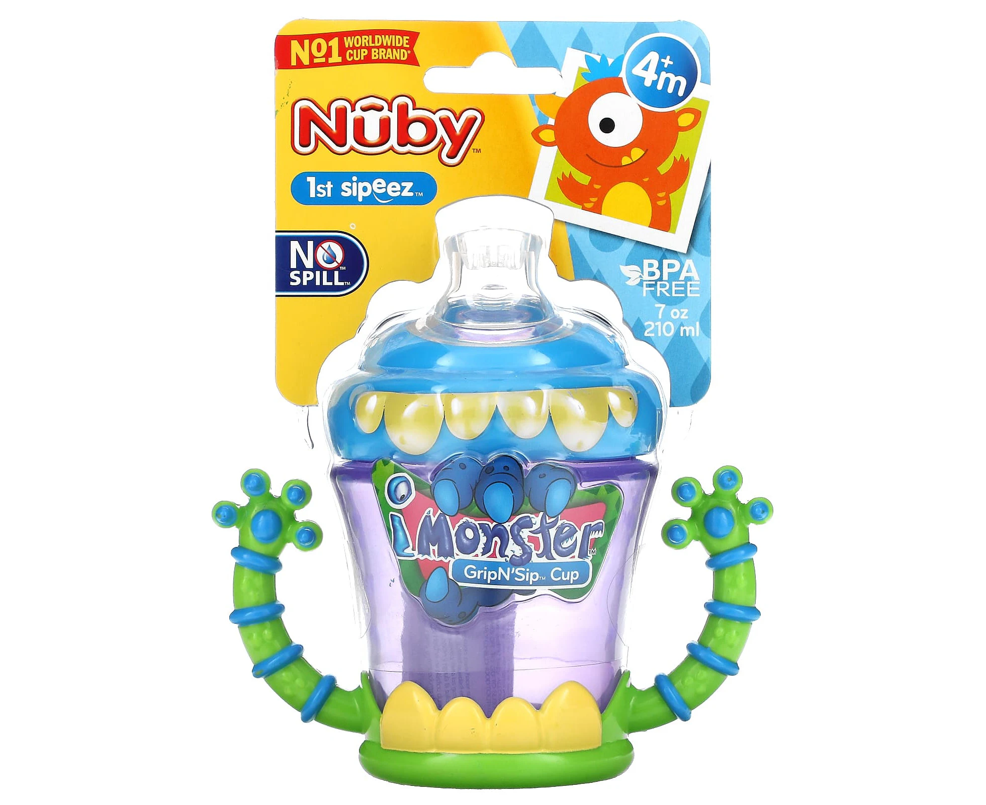 Nuby, iMonster Grip N' Sip Cup, 4+ Months, 7 oz (210 ml)