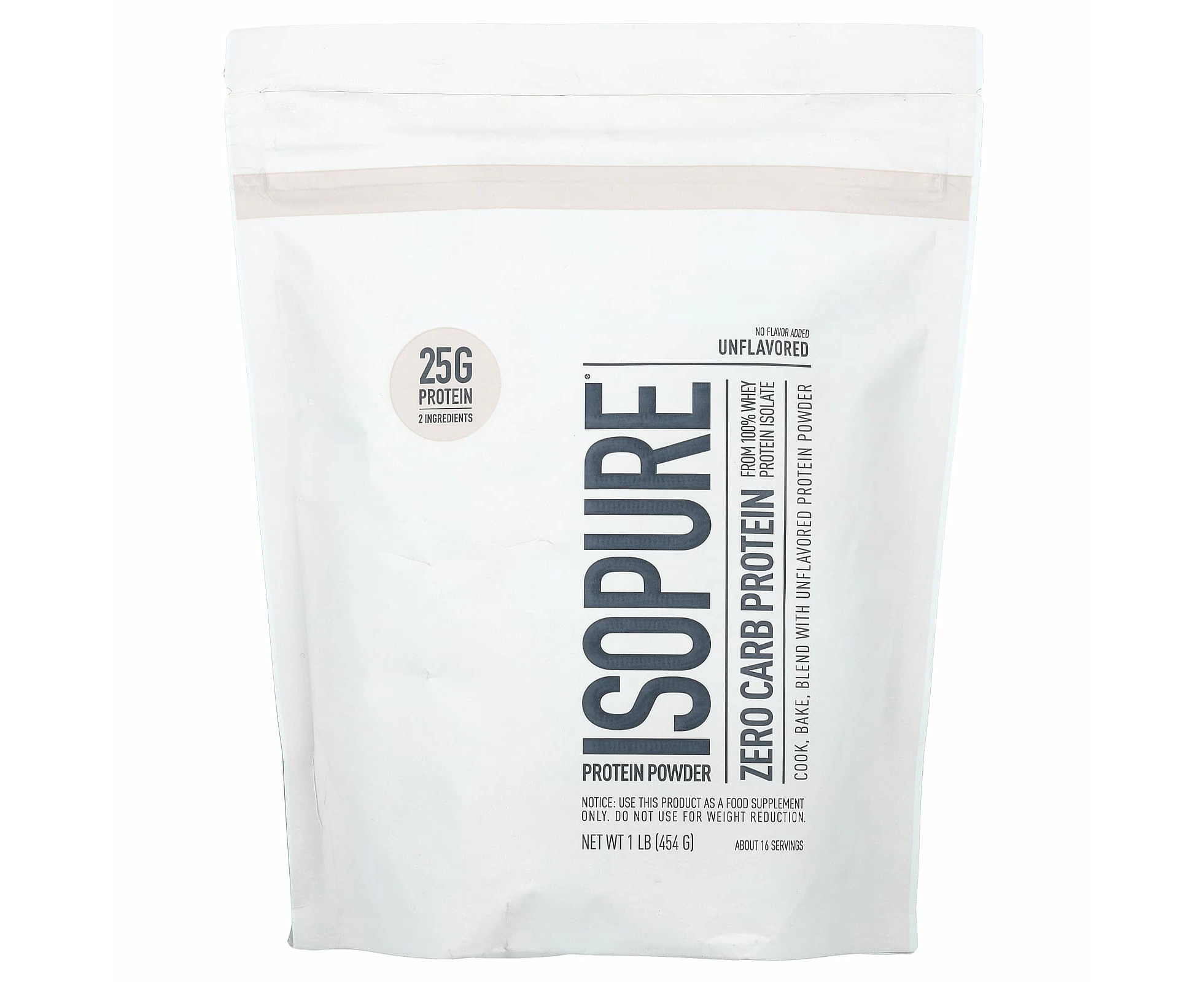 Isopure, Zero Carb Protein Powder, Unflavored, 1 lb (454 g)