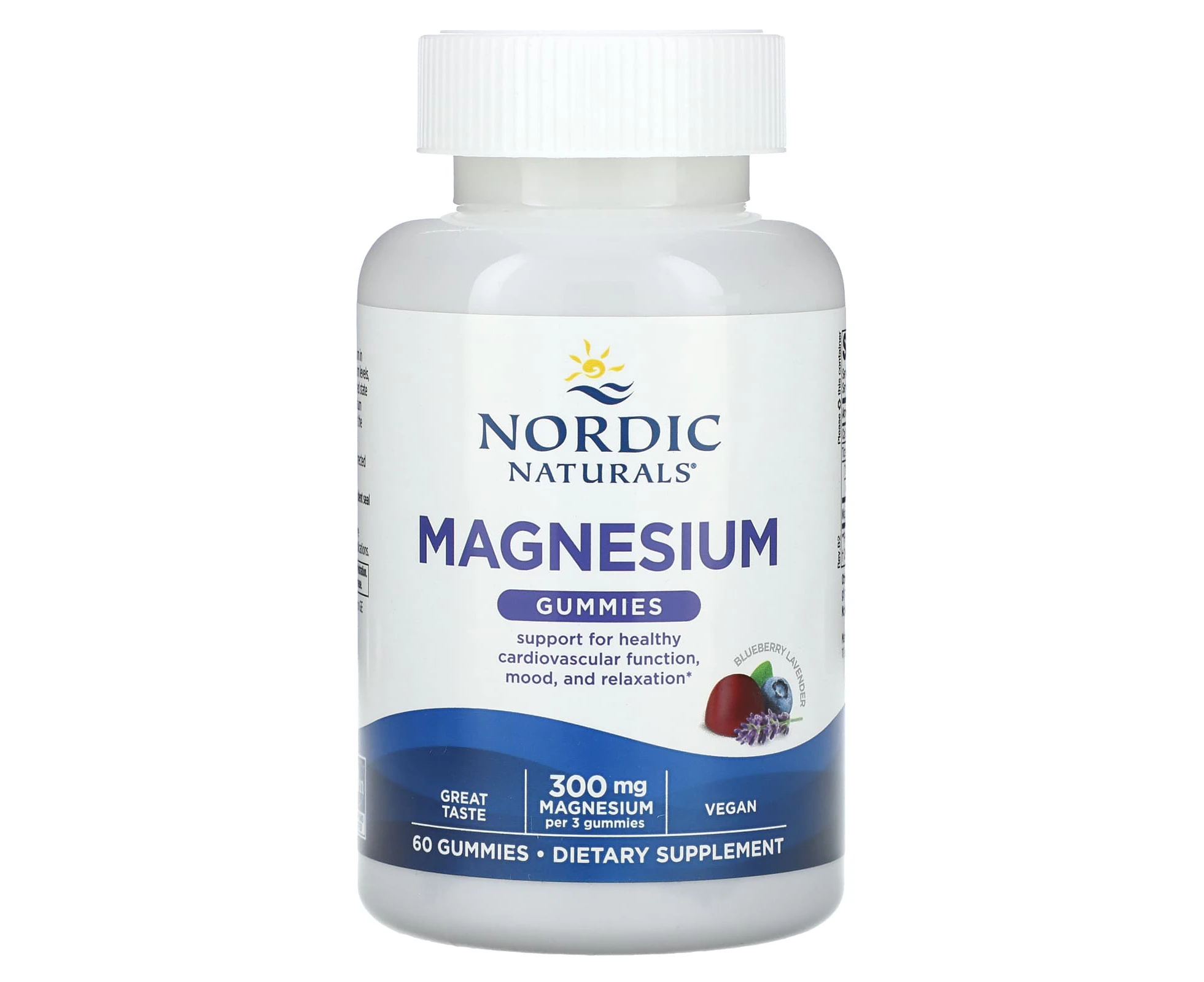 Nordic Naturals, Magnesium Gummies, Blueberry Lavender, 300 mg, 60 Gummies (100 mg per Gummy)