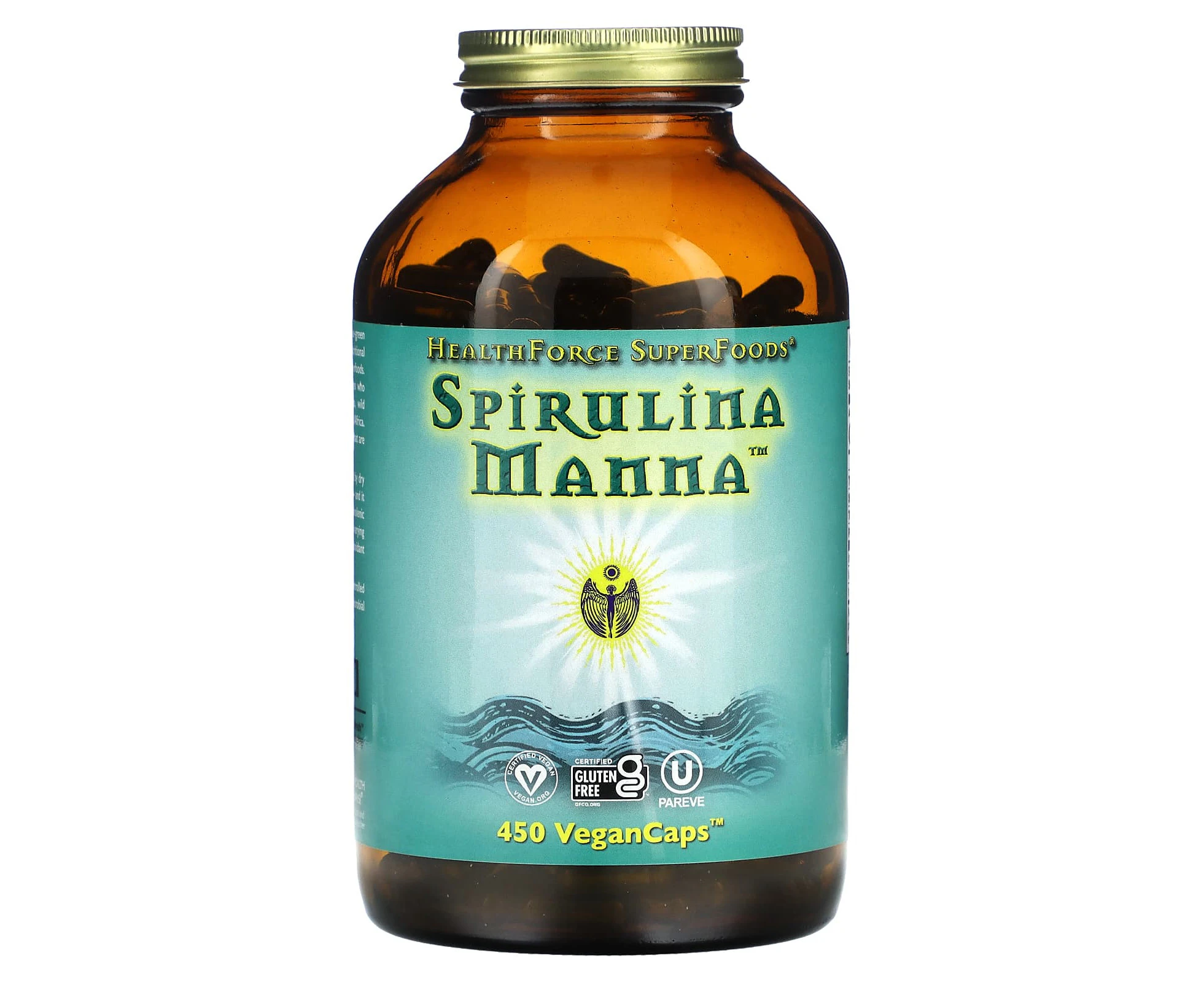 HealthForce Superfoods, Spirulina Manna, 450 VeganCaps