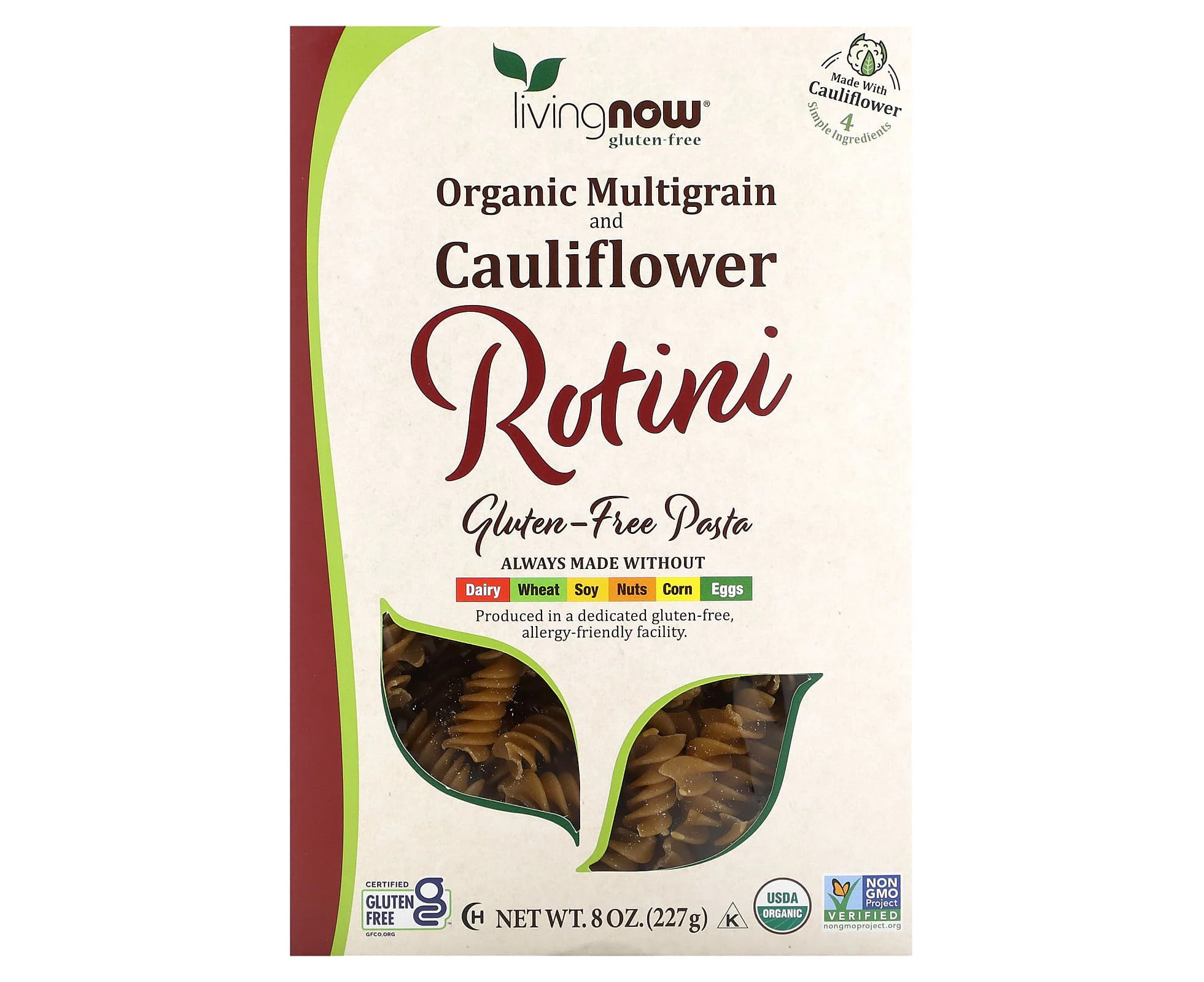 NOW Foods, Organic Multigrain and Cauliflower Rotini, Gluten Free, 8 oz (227 g)