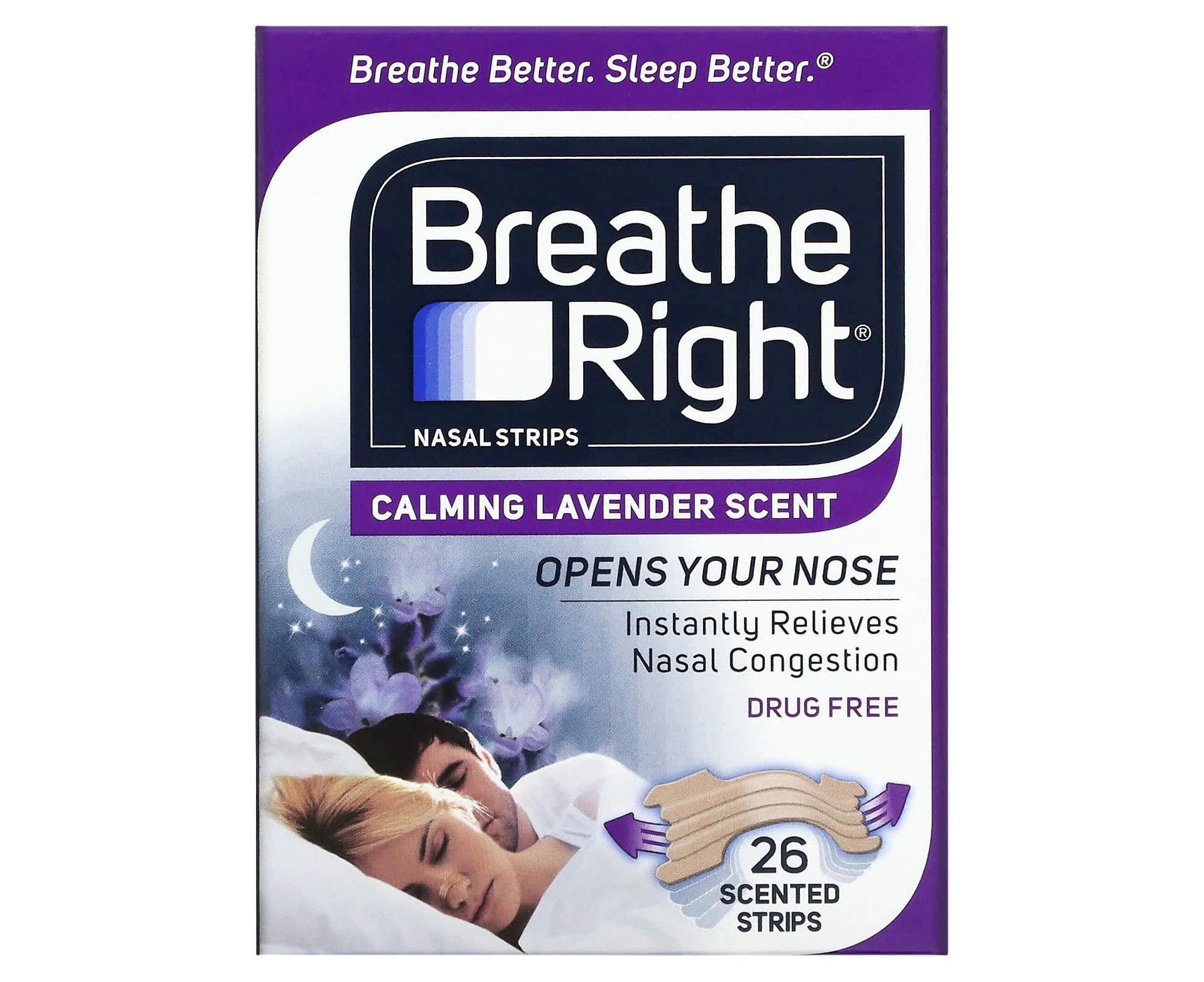 Breathe Right, Nasal Strips, Calming Lavender, 26 Scented Strips