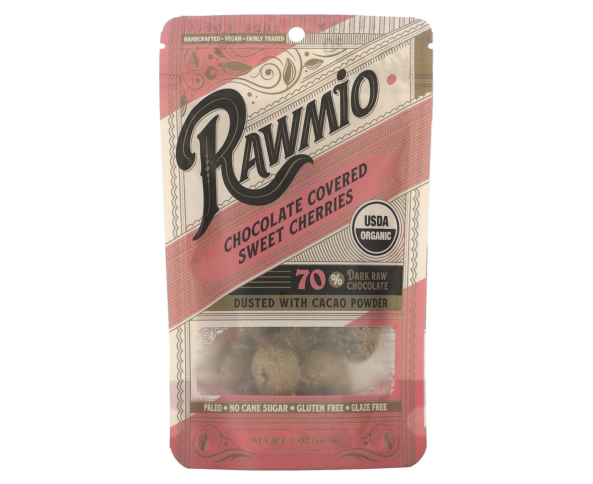 Rawmio, Chocolate Covered Sweet Cherries, 70% Dark Raw Chocolate, 2 oz (56.7 g)