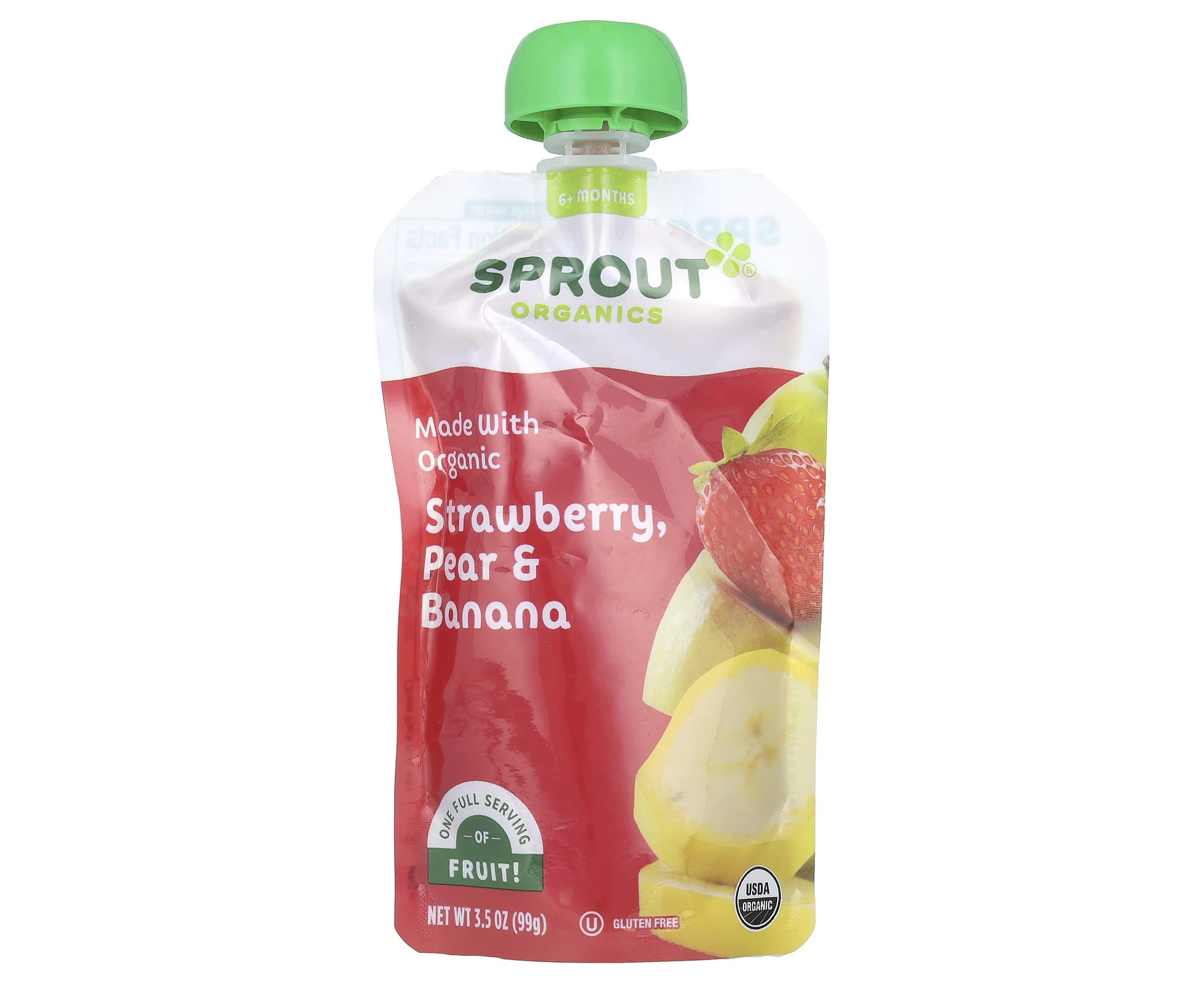 Sprout Organics, Baby Food, 6 Months & Up, Strawberry, Pear, & Banana, 3.5 oz (99 g)