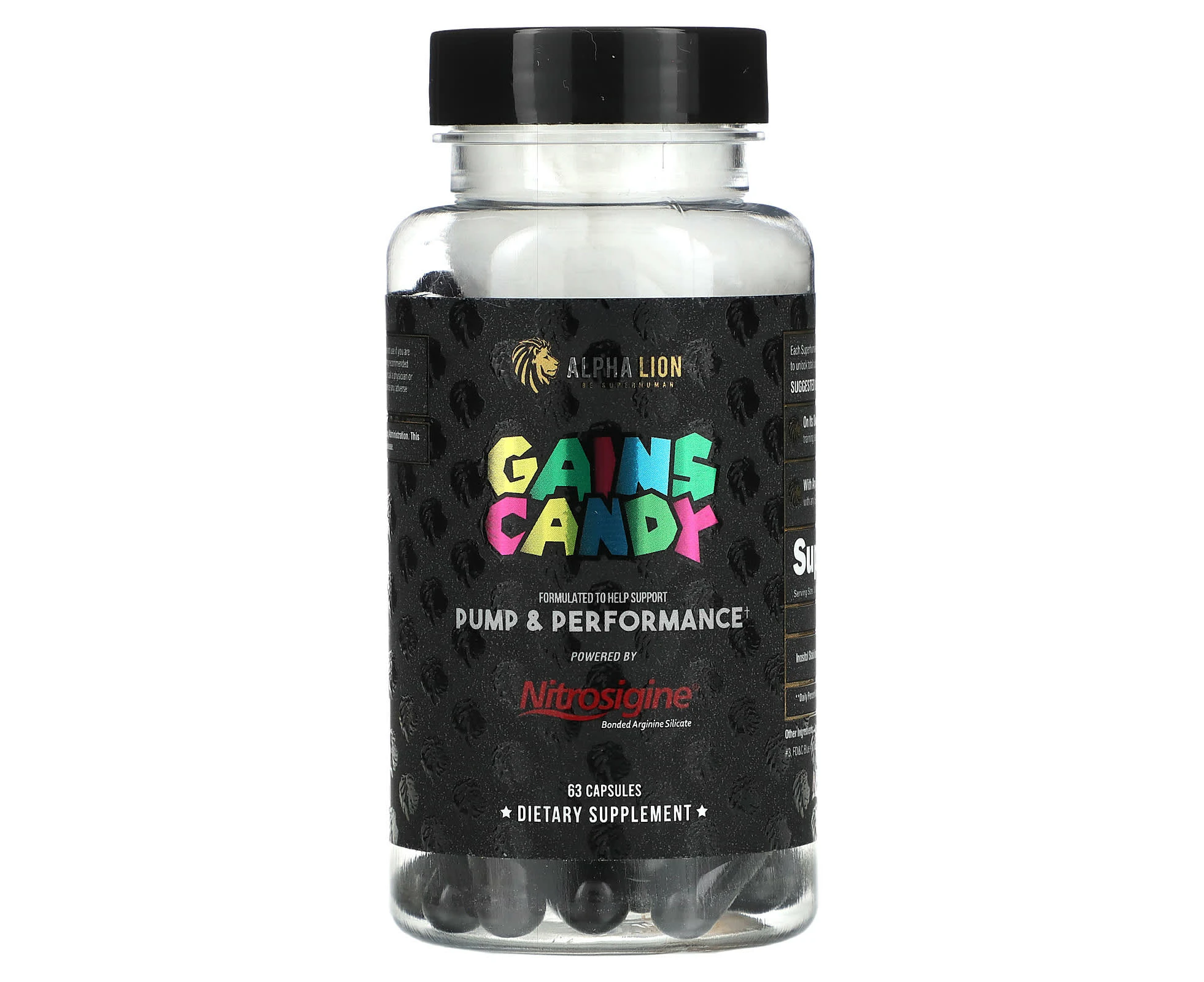 ALPHA LION, Gains Candy, Nitrosigine, 63 Capsules