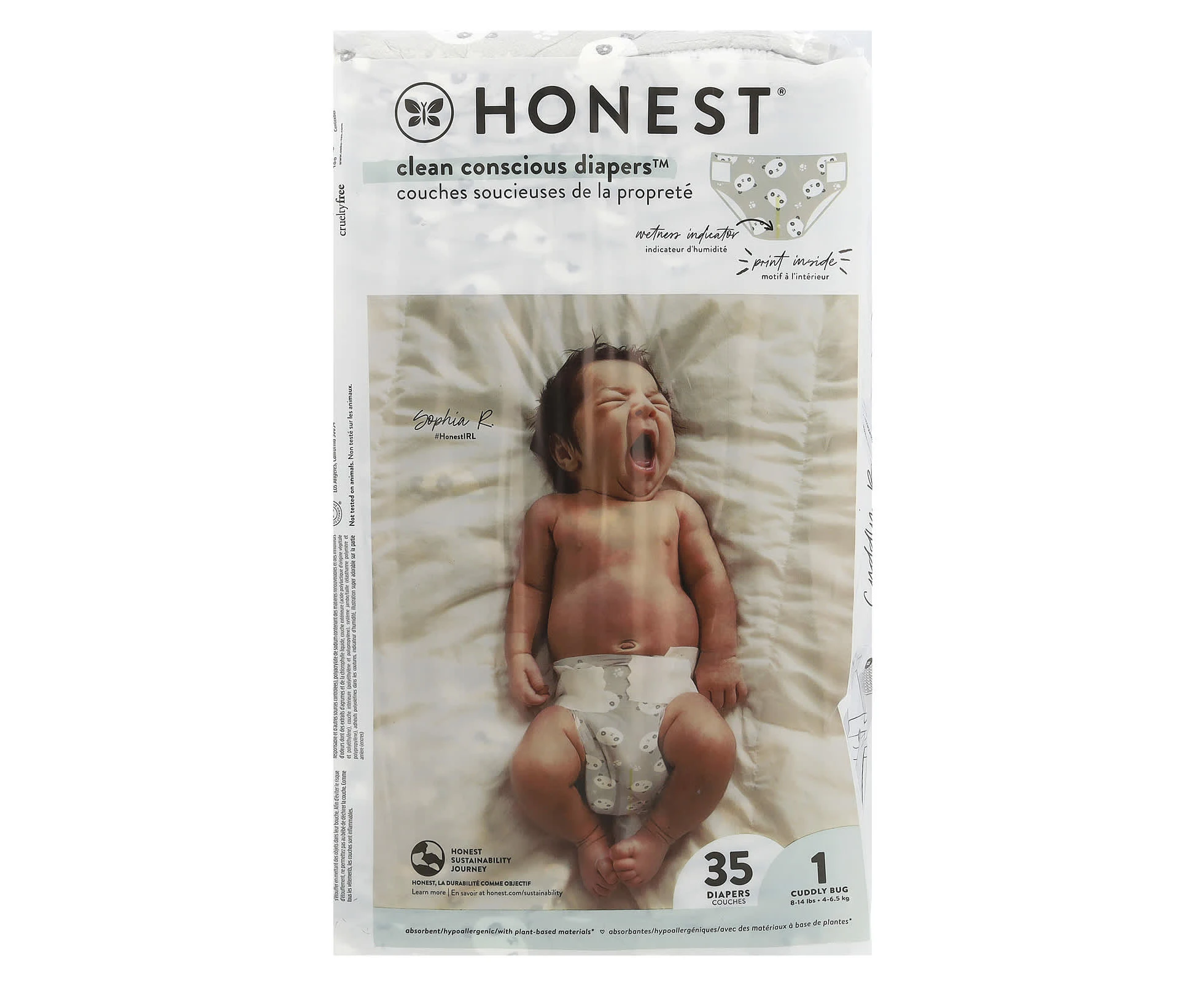 The Honest Company, Clean Conscious Diapers‚Ñ¢, Size 1, 8-14 lbs, Pandas, 35 Diapers