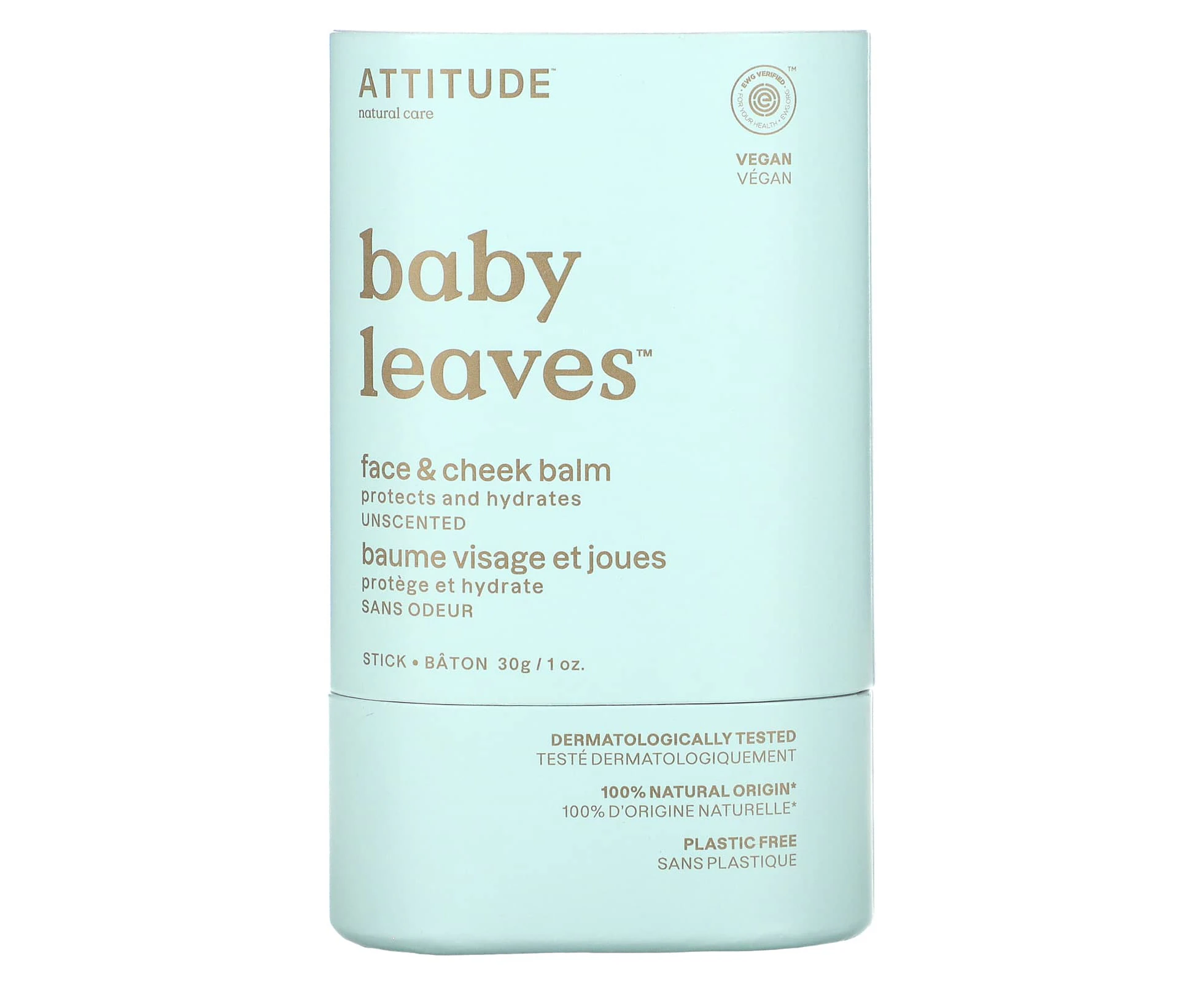 ATTITUDE, Baby Leaves, Face & Cheek Balm, Unscented, 1 oz. (30 g)