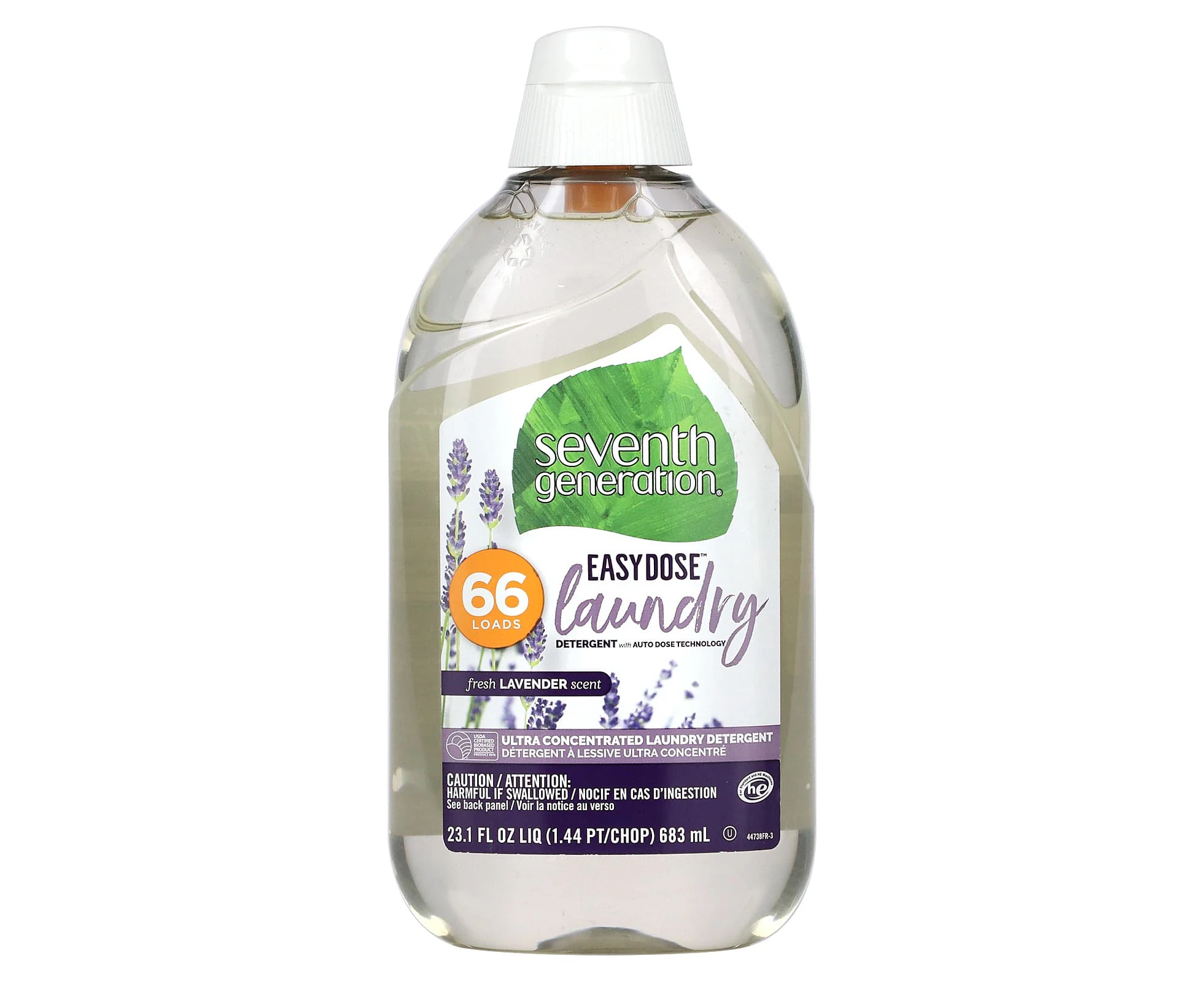 Seventh Generation, Easydose, Ultra Concentrated Laundry Detergent, Fresh Lavender, 66 Loads, 23.1 fl oz (683 ml)