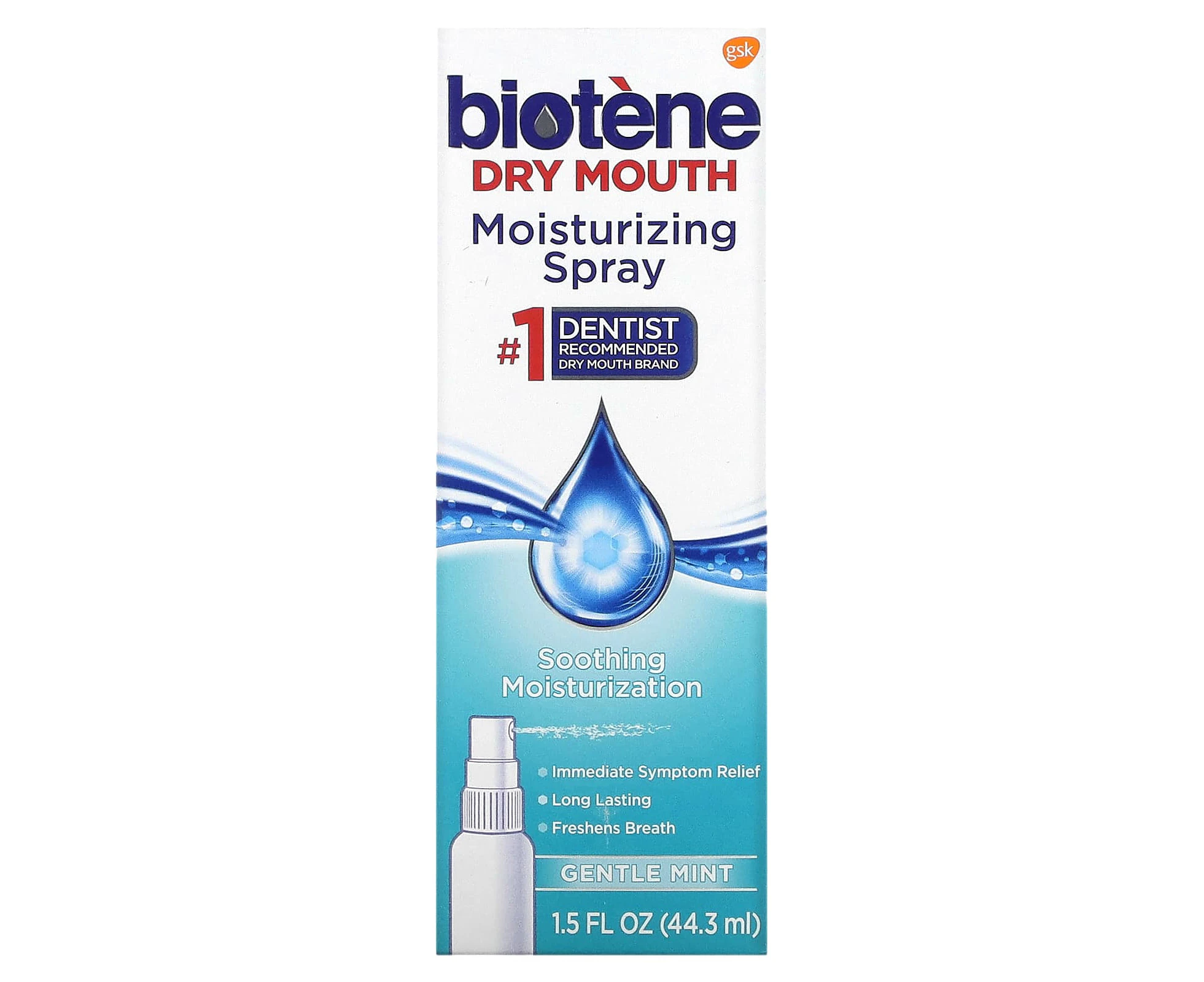 Biotene Dental Products, Dry Mouth Moisturizing Spray, Gentle Mint, 1.5 fl oz (44.3 ml)