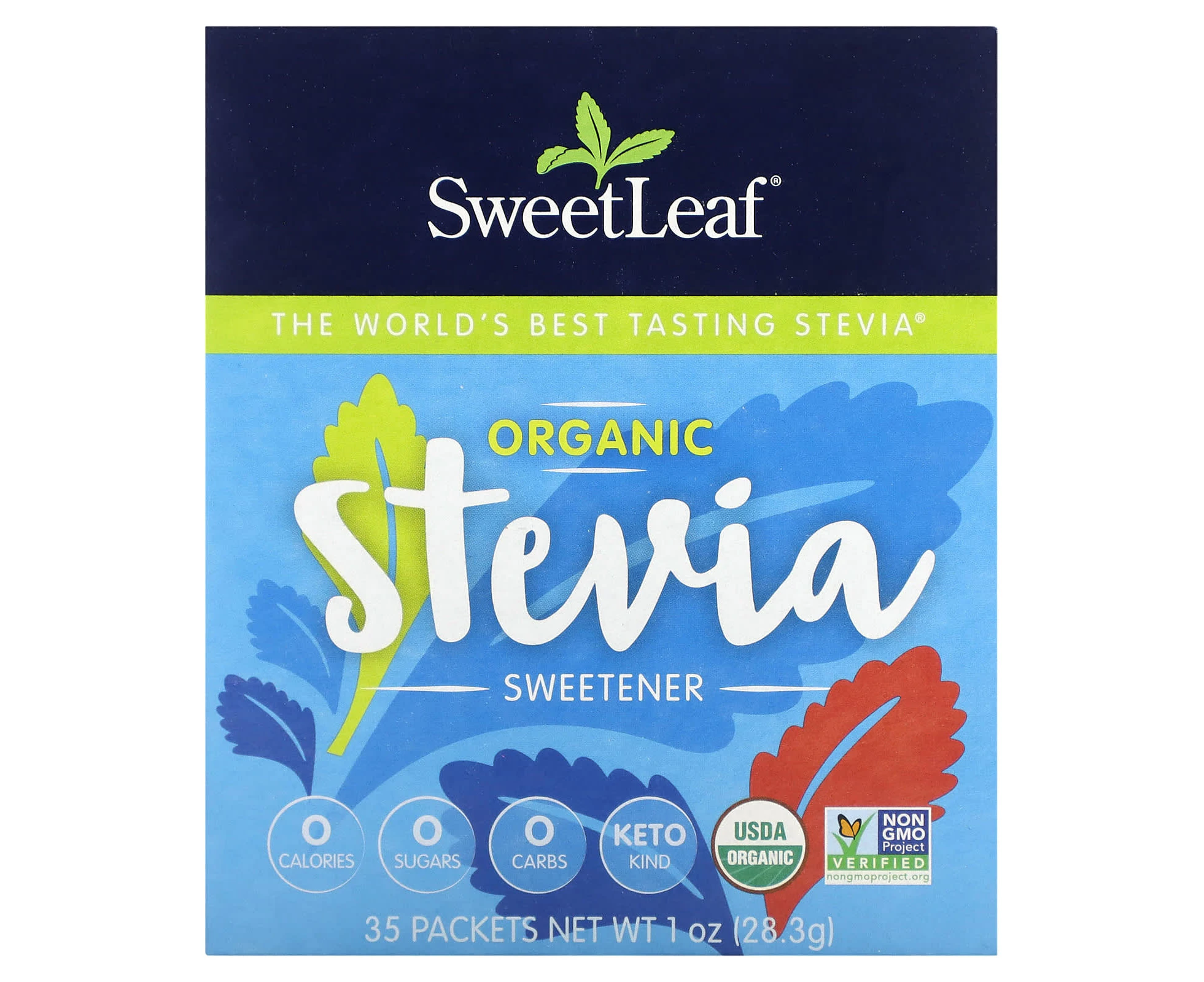 Wisdom Natural, SweetLeaf, Organic Stevia Sweetener, 35 Packets, 1 oz (28.3 g)