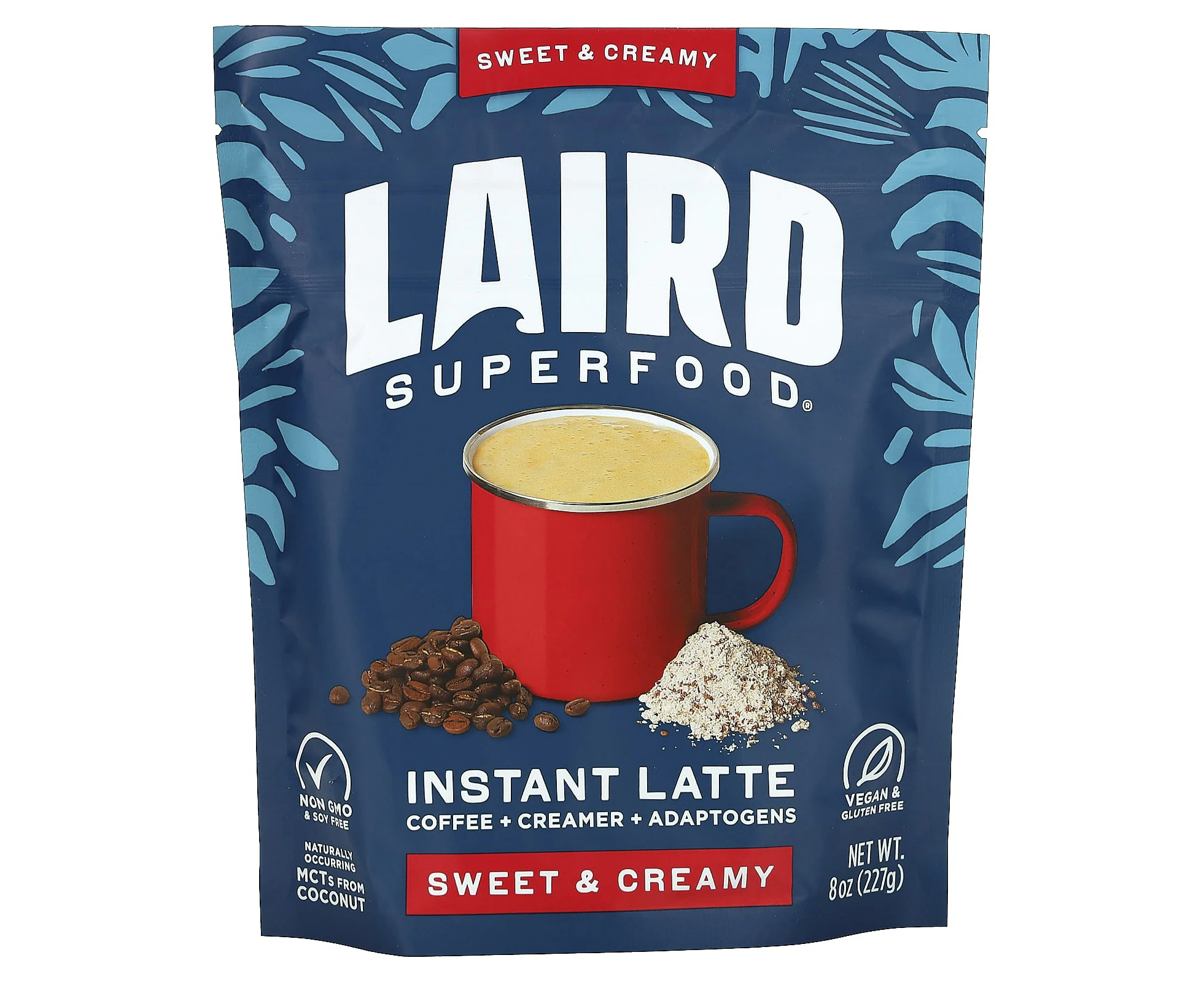 Laird Superfood, Instant Latte, Coffee + Creamer + Adaptogens, Sweet & Creamy, 8 oz (227 g)