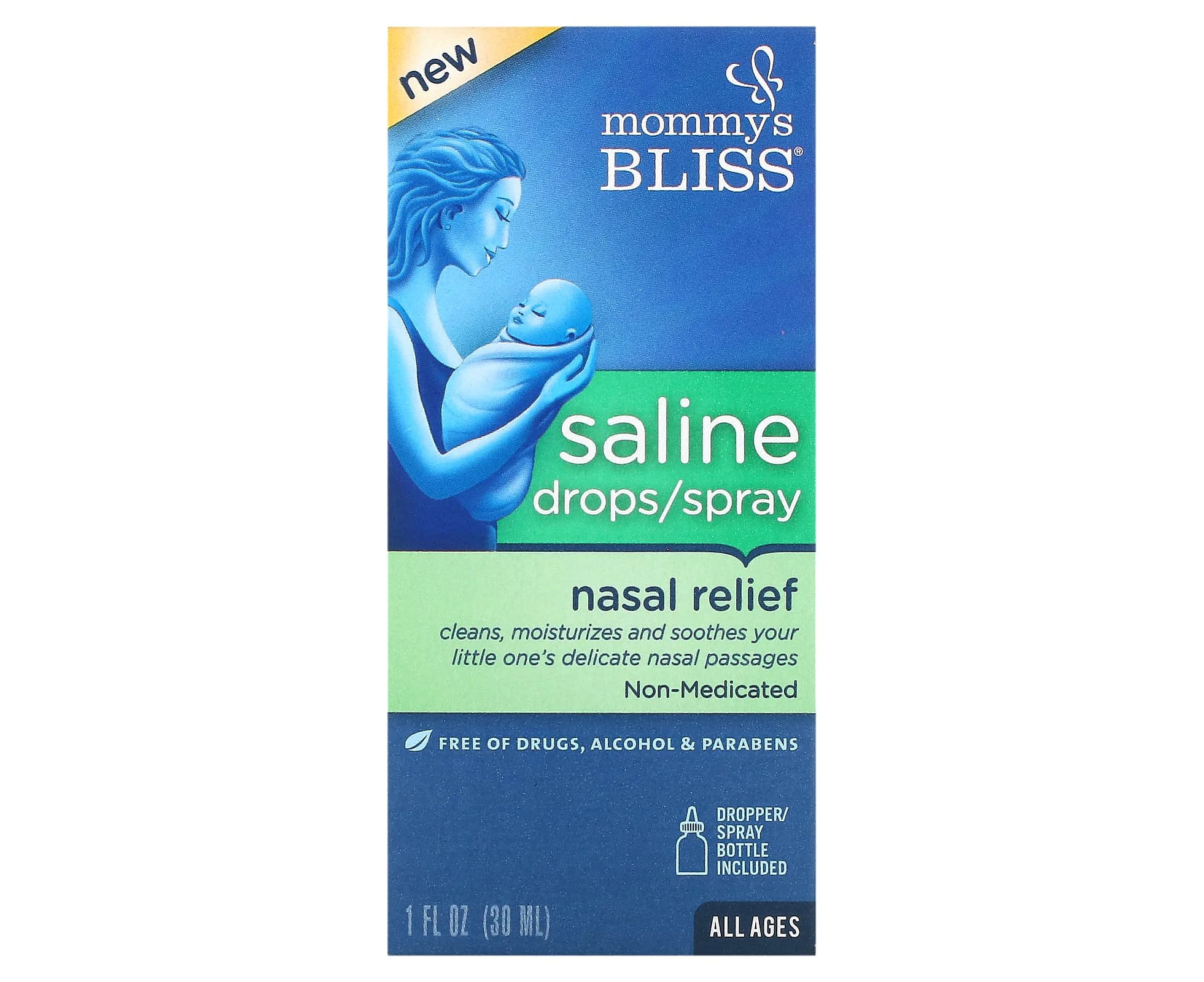 Mommy's Bliss, Saline Drops/Spray Nasal Relief, All Ages, 1 fl oz (30 ml)