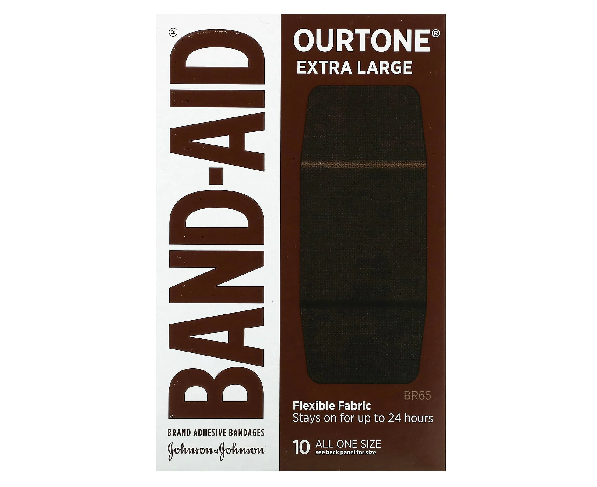 Band Aid, Adhesive Bandages, Ourtone, Flexible Fabric, Extra Large, BR65, 10 Bandages