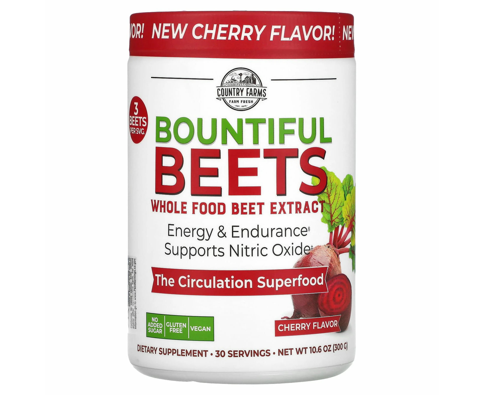 Country Farms, Bountiful Beets, Whole Food Beet Extract, Cherry, 10.6 oz (300 g)