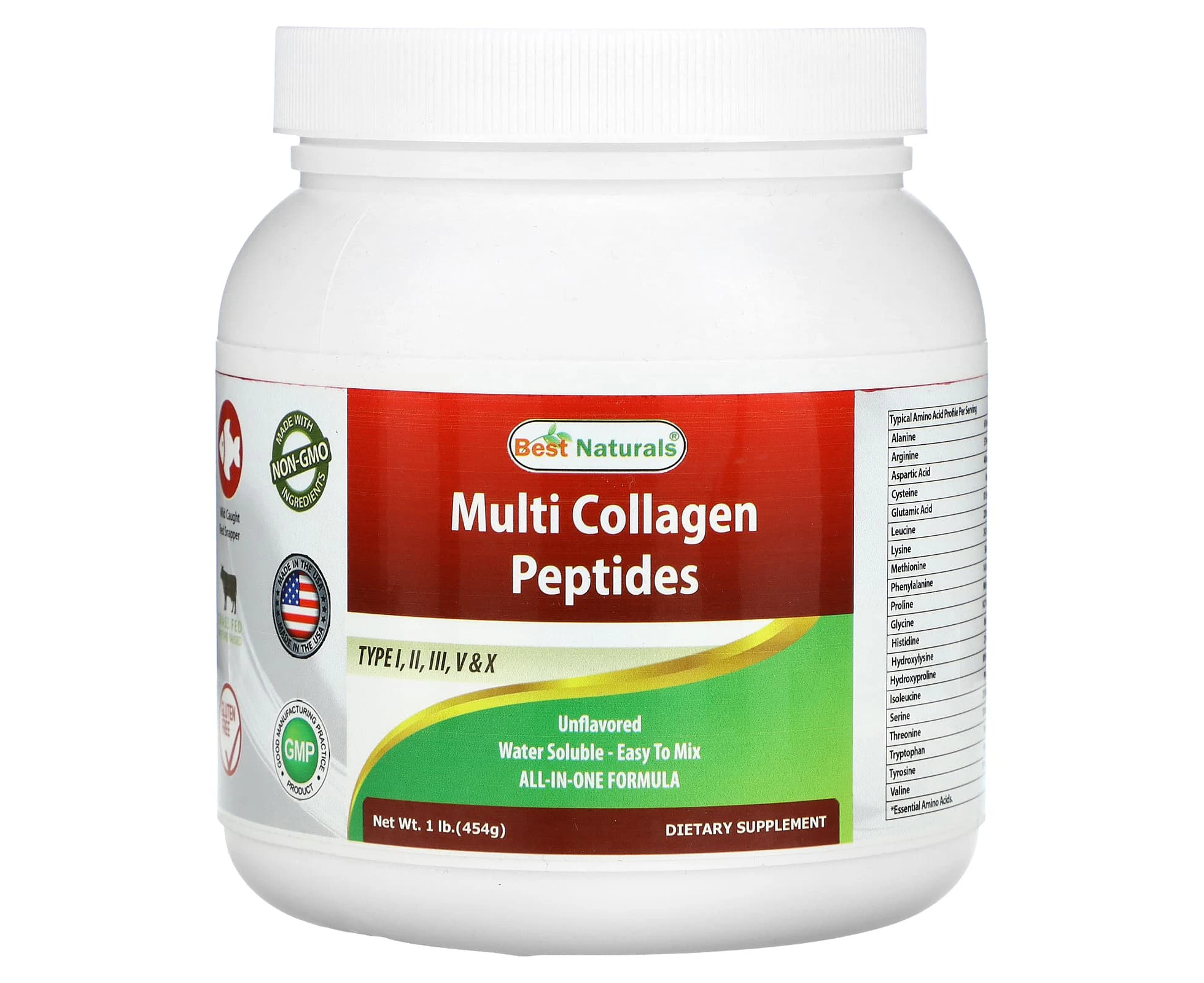 Best Naturals, Multi Collagen Peptides, Unflavored, 1 lb (454 g)