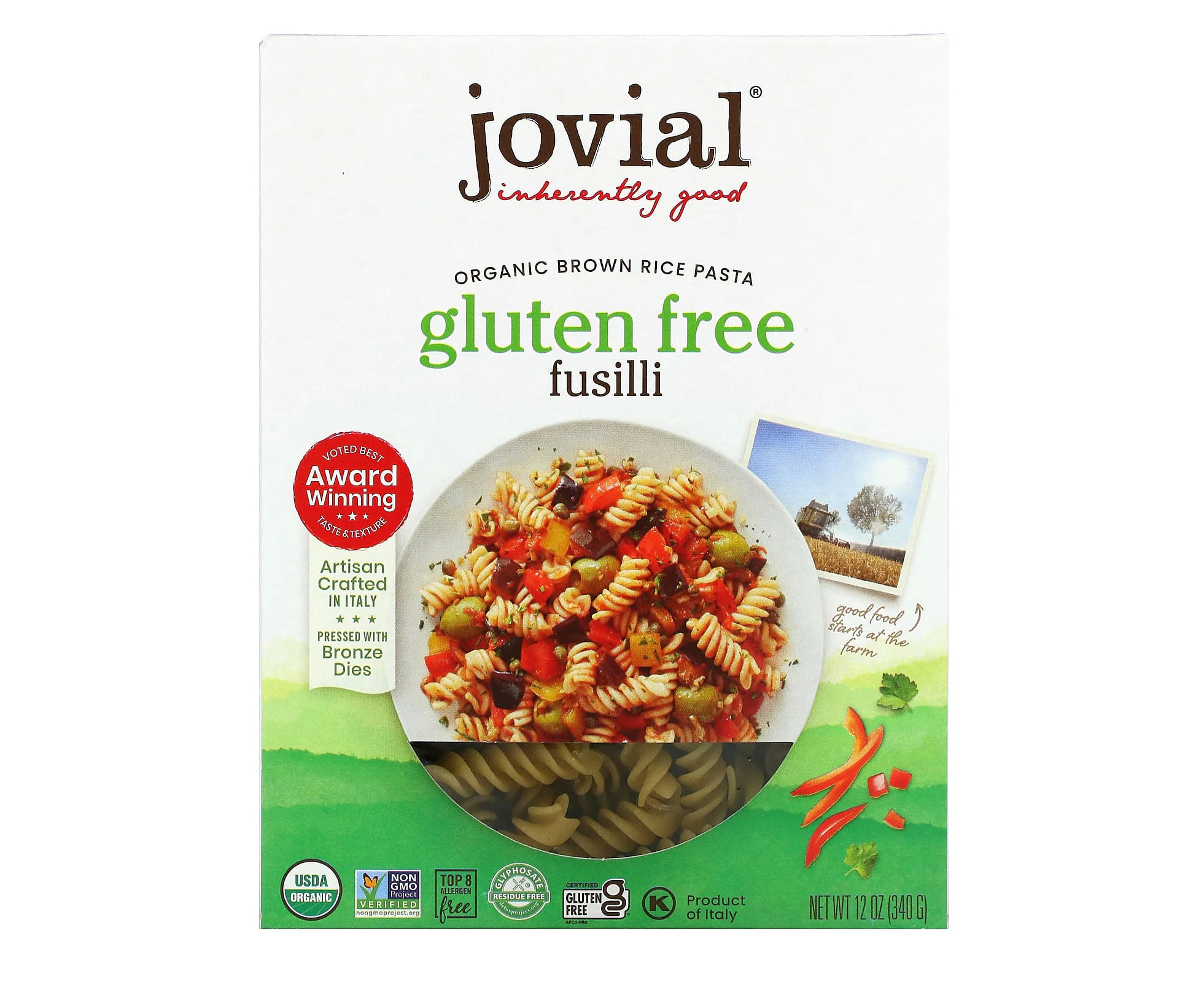 Jovial, Organic Brown Rice Pasta, Fusilli, 12 oz (340 g)