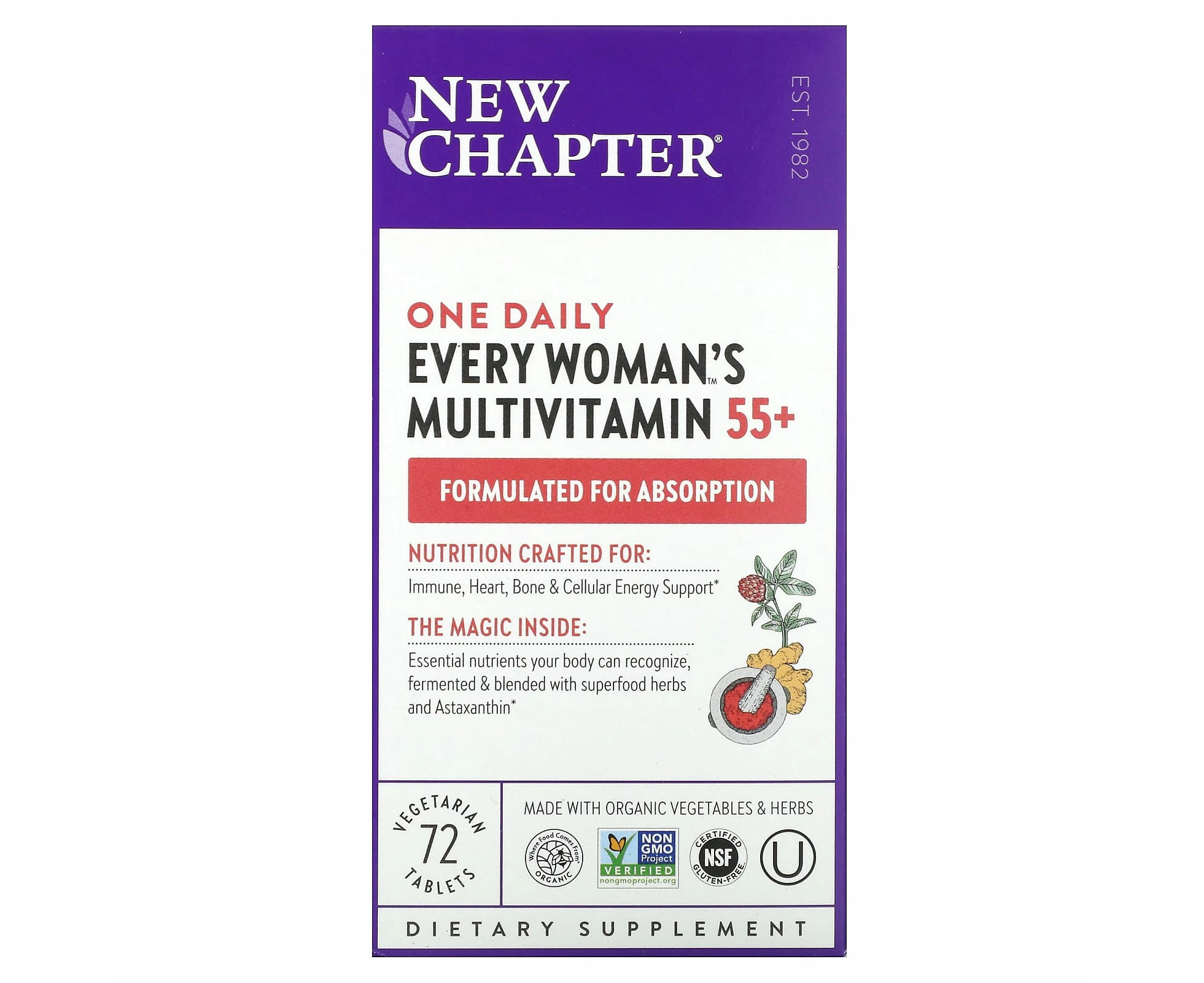 New Chapter, Every Woman's One Daily 55+ Multivitamin, 72 Vegetarian Tablets