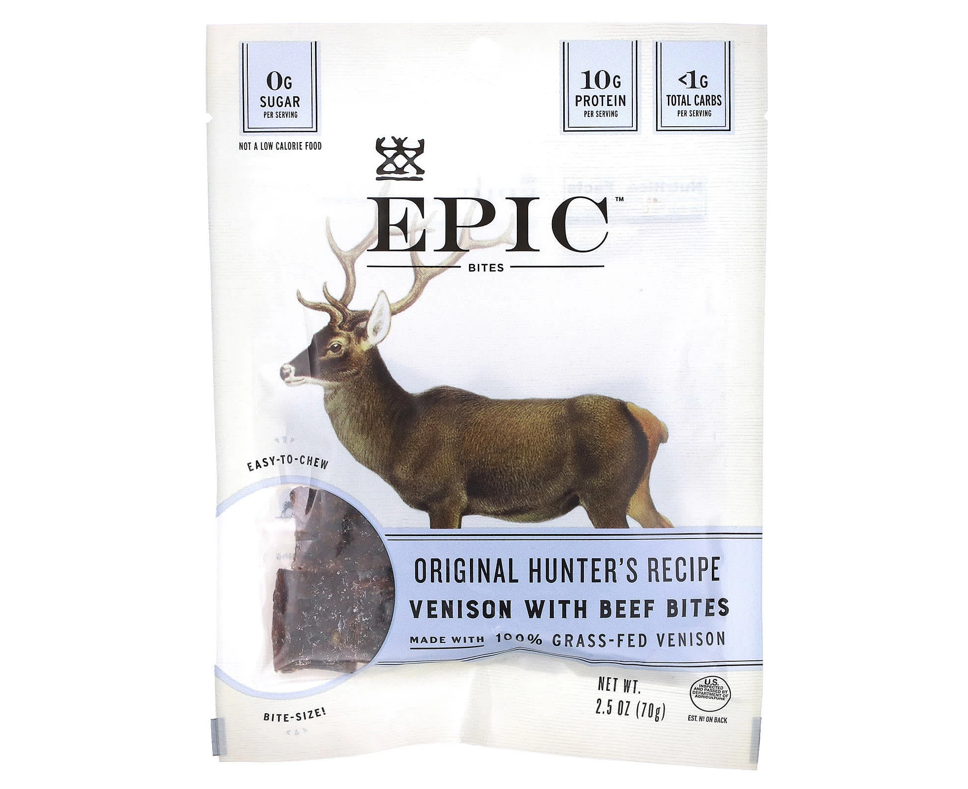 Epic Bar, Bites, Venison with Beef Bites, 2.5 oz (70 g)