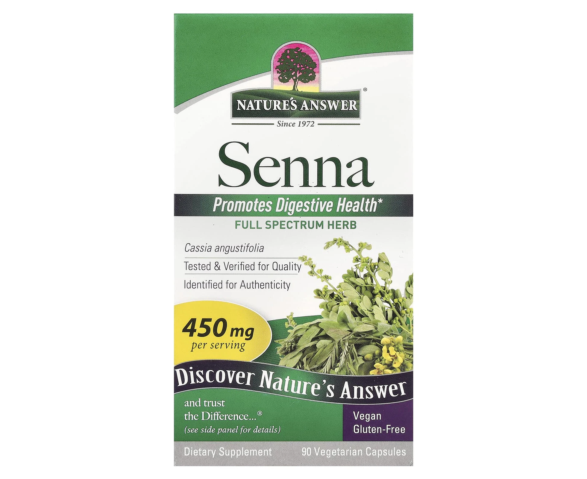 Nature's Answer, Senna, 450 mg, 90 Vegetarian Capsules