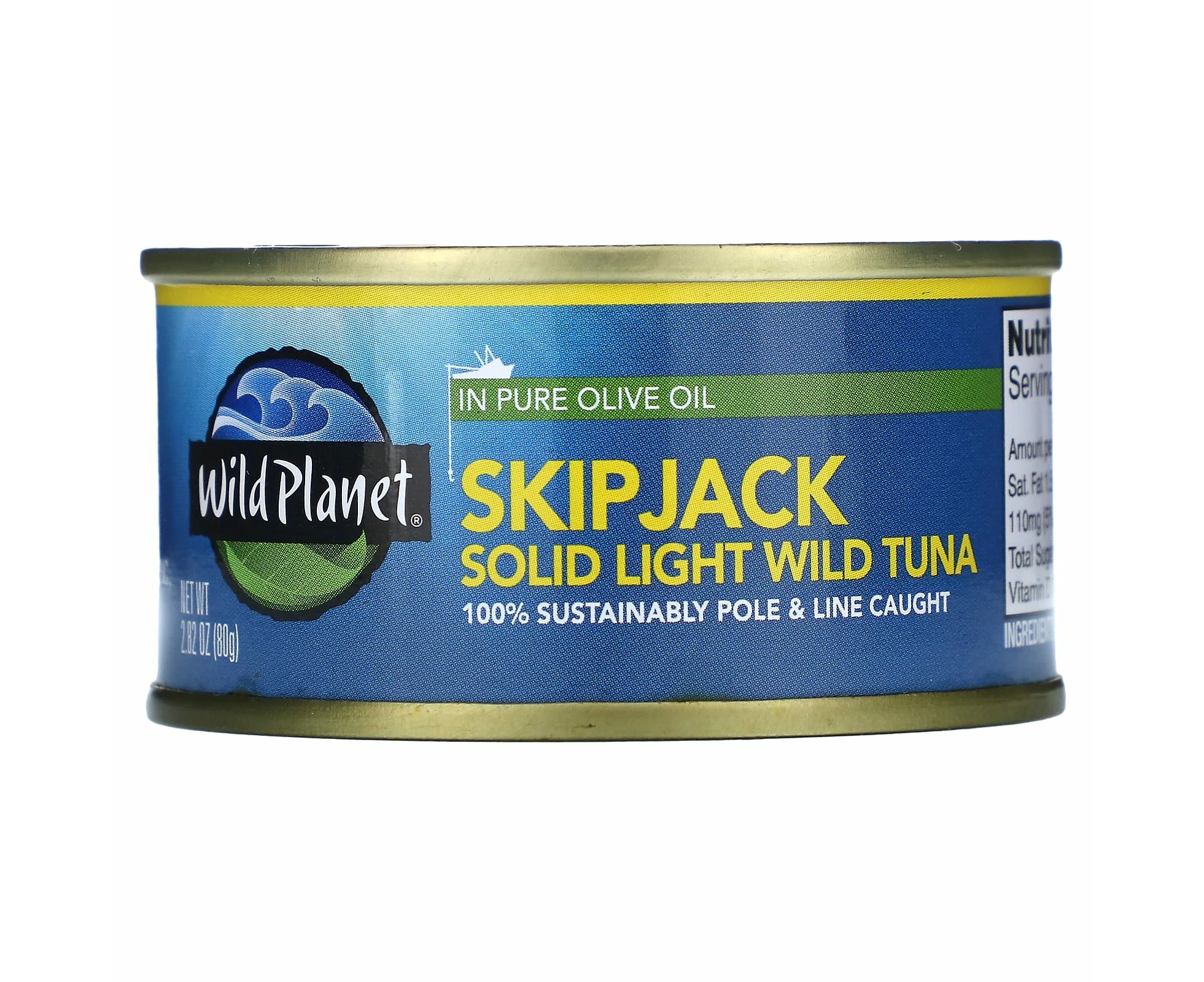 Wild Planet, SkipJack Solid Light Wild Tuna in Pure Olive Oil, 2.82 oz (80 g)