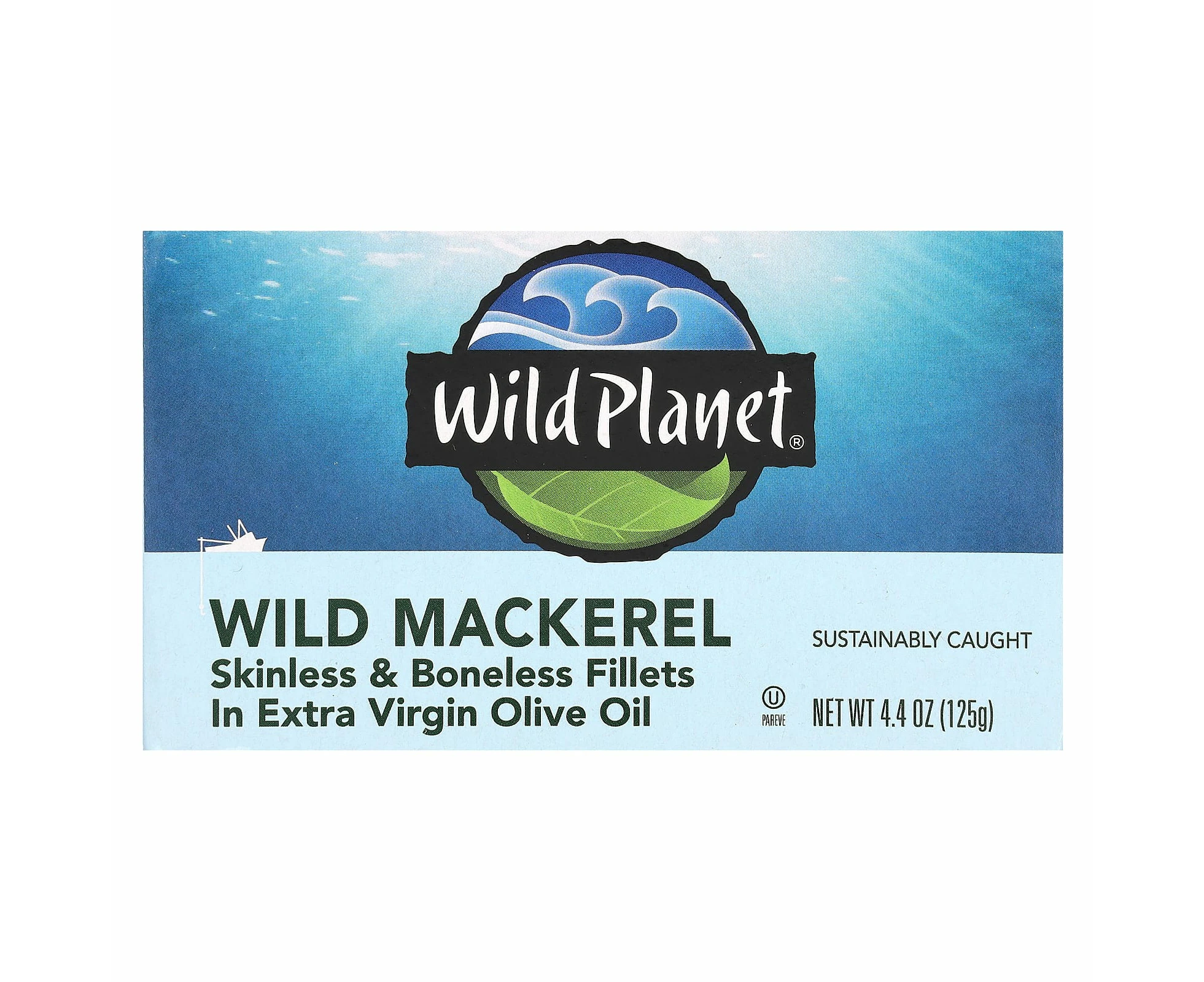 Wild Planet, Wild Mackerel, Skinless & Boneless Fillets in Extra Virgin Olive Oil, 4.4 oz (125 g)