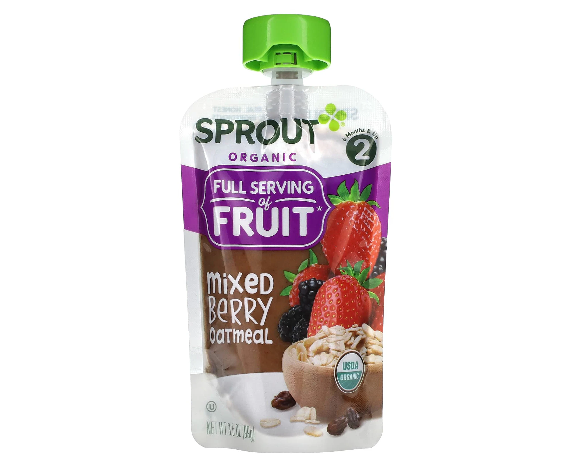 Sprout Organics, Baby Food, 6 Months & Up, Mixed Berry Oatmeal, 3.5 oz (99 g)