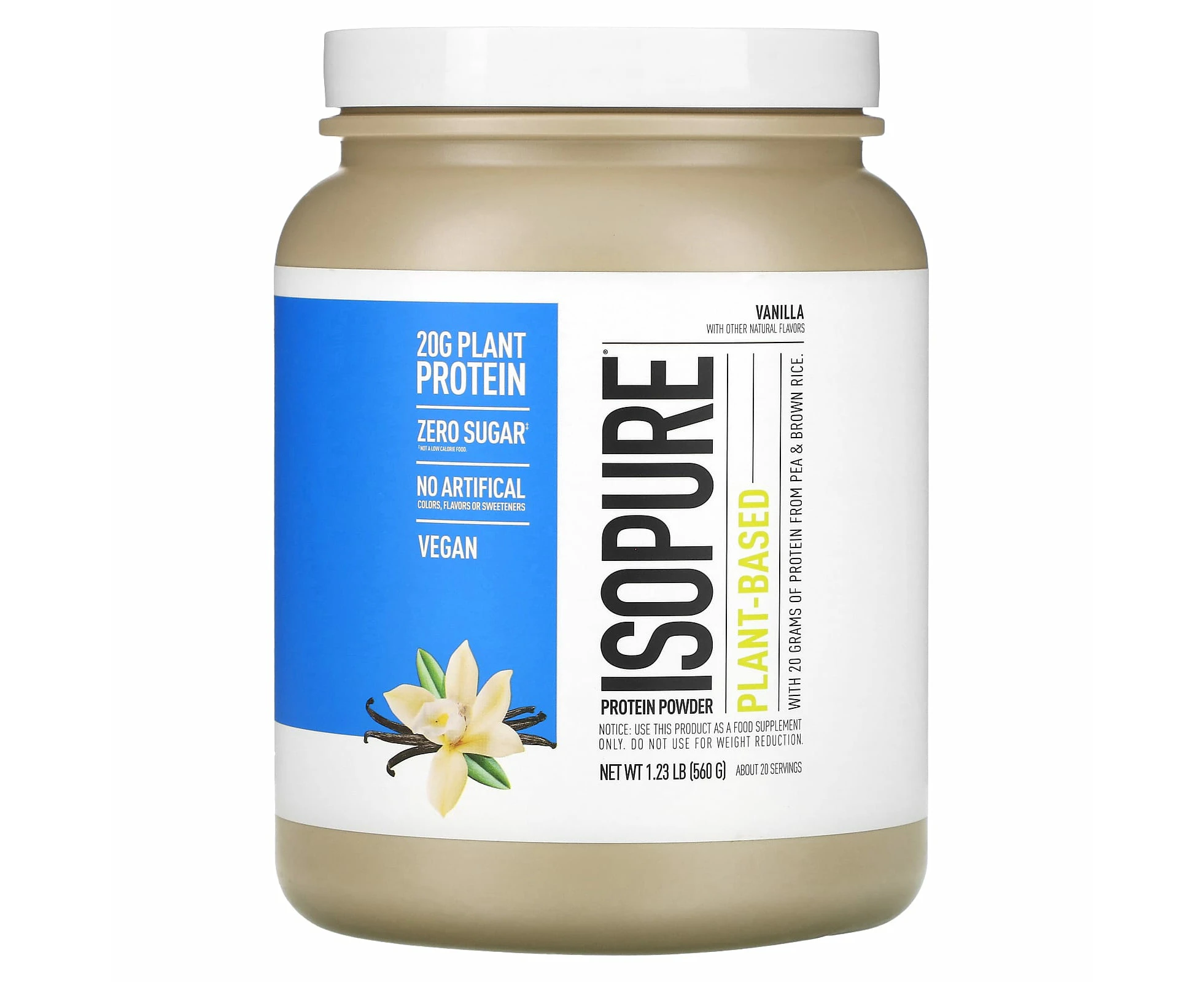 Isopure, Plant-Based Protein Powder, Vanilla, 1.23 lb (560 g)