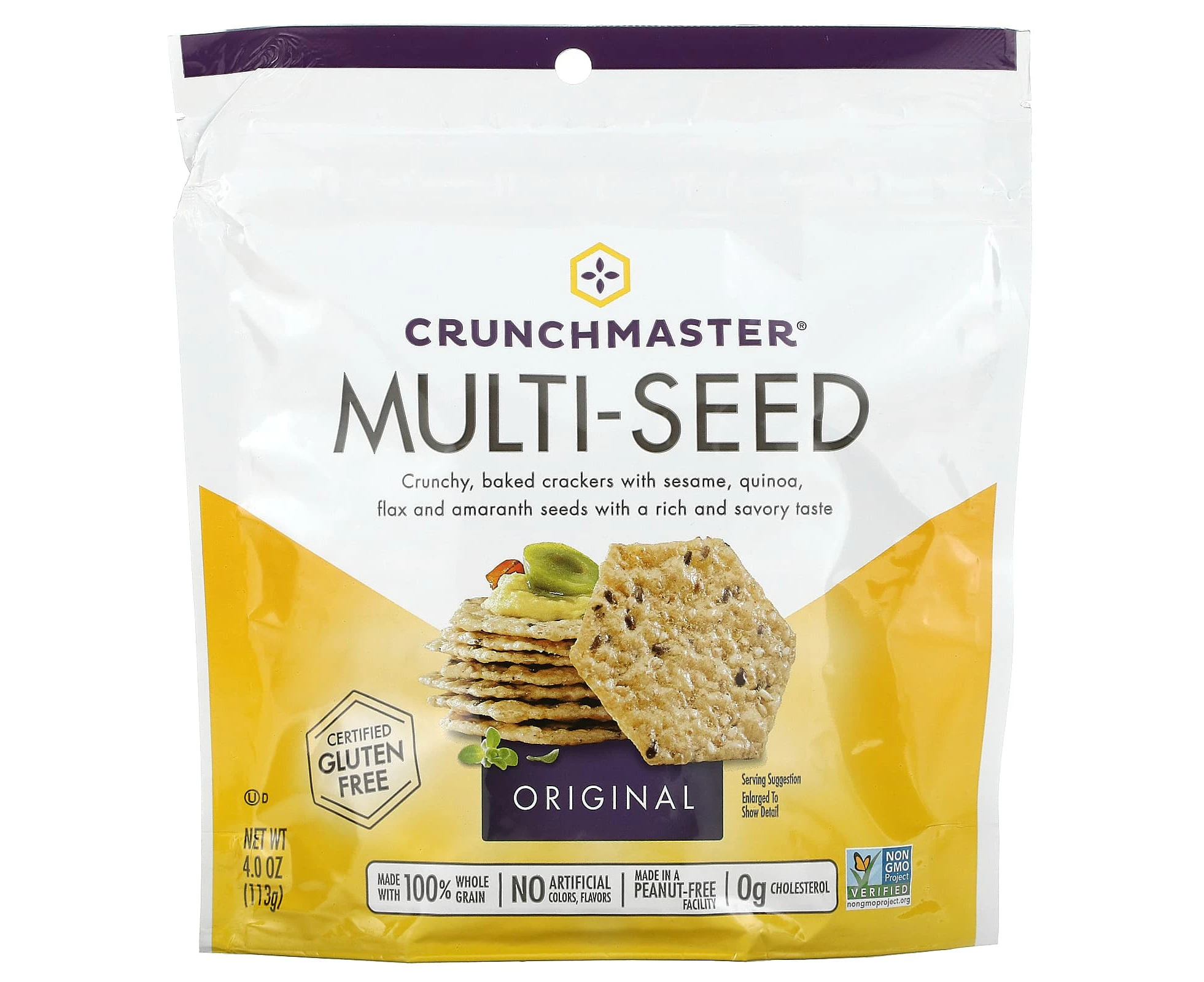 Crunchmaster, Multi-Seed, Crunchy Baked Rice Crackers, Original, 4 oz (113 g)