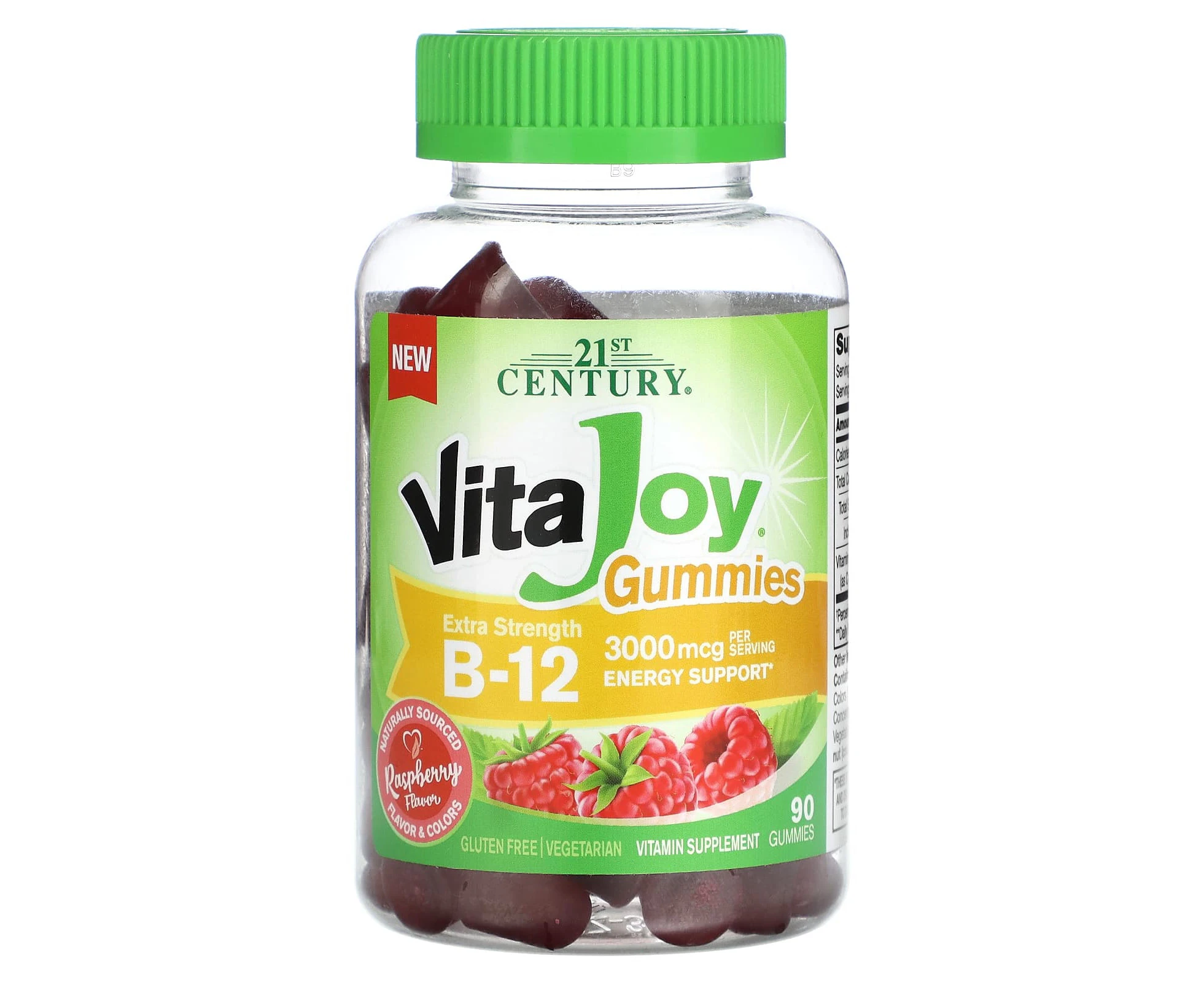 21st Century, VitaJoy Gummies, B-12, Extra Strength, Raspberry, 3,000 mcg, 90 Gummies (1500 mcg per Gummy)