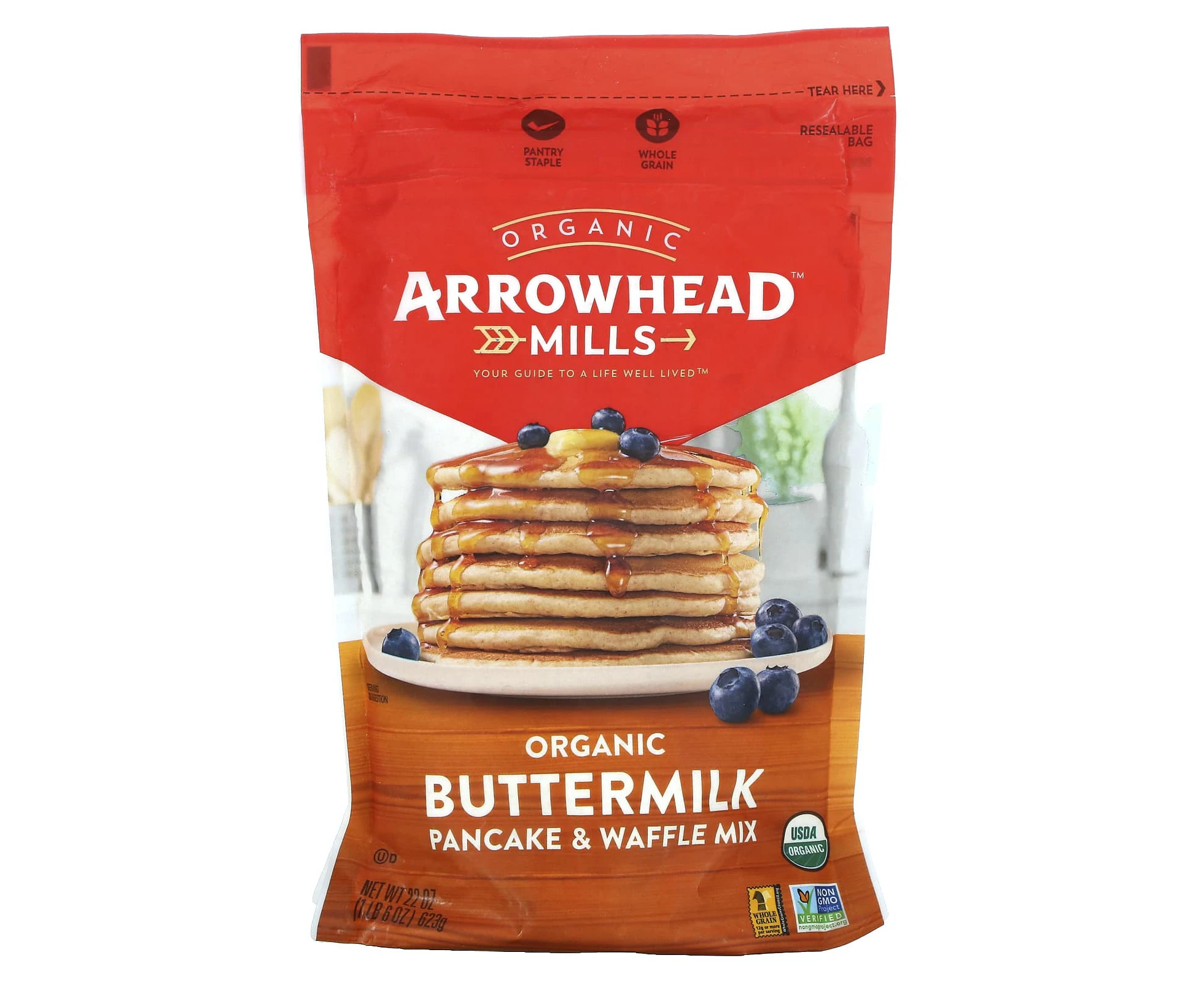 Arrowhead Mills, Organic Buttermilk Pancake & Waffle Mix, 1 lb 6 oz (623 g)