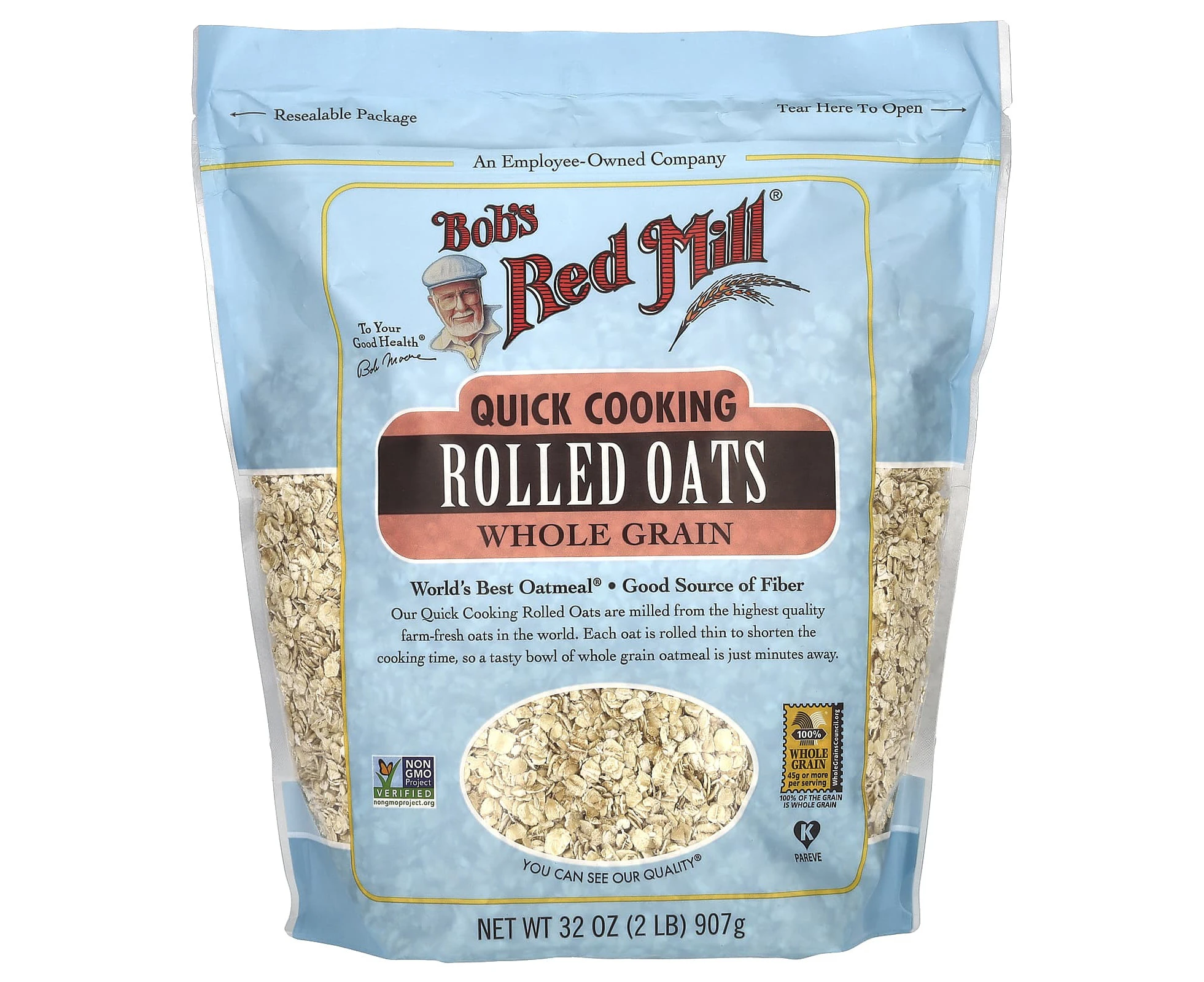 Bob's Red Mill, Quick Cooking Rolled Oats, Whole Grain, 32 oz (907 g)