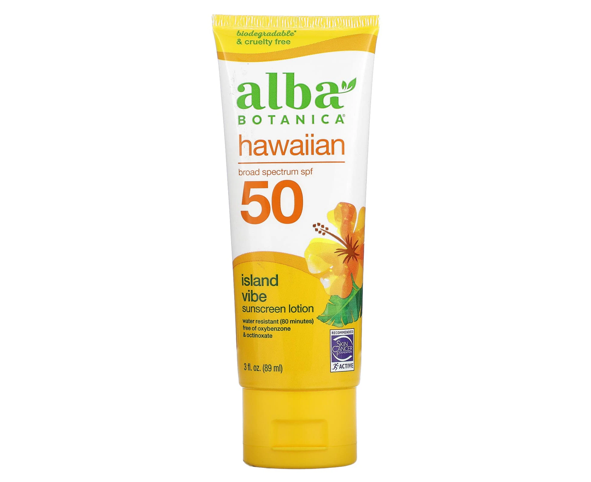 Alba Botanica, Hawaiian Sunscreen Lotion, SPF 50, Island Vibe, 3 fl oz (89 ml)