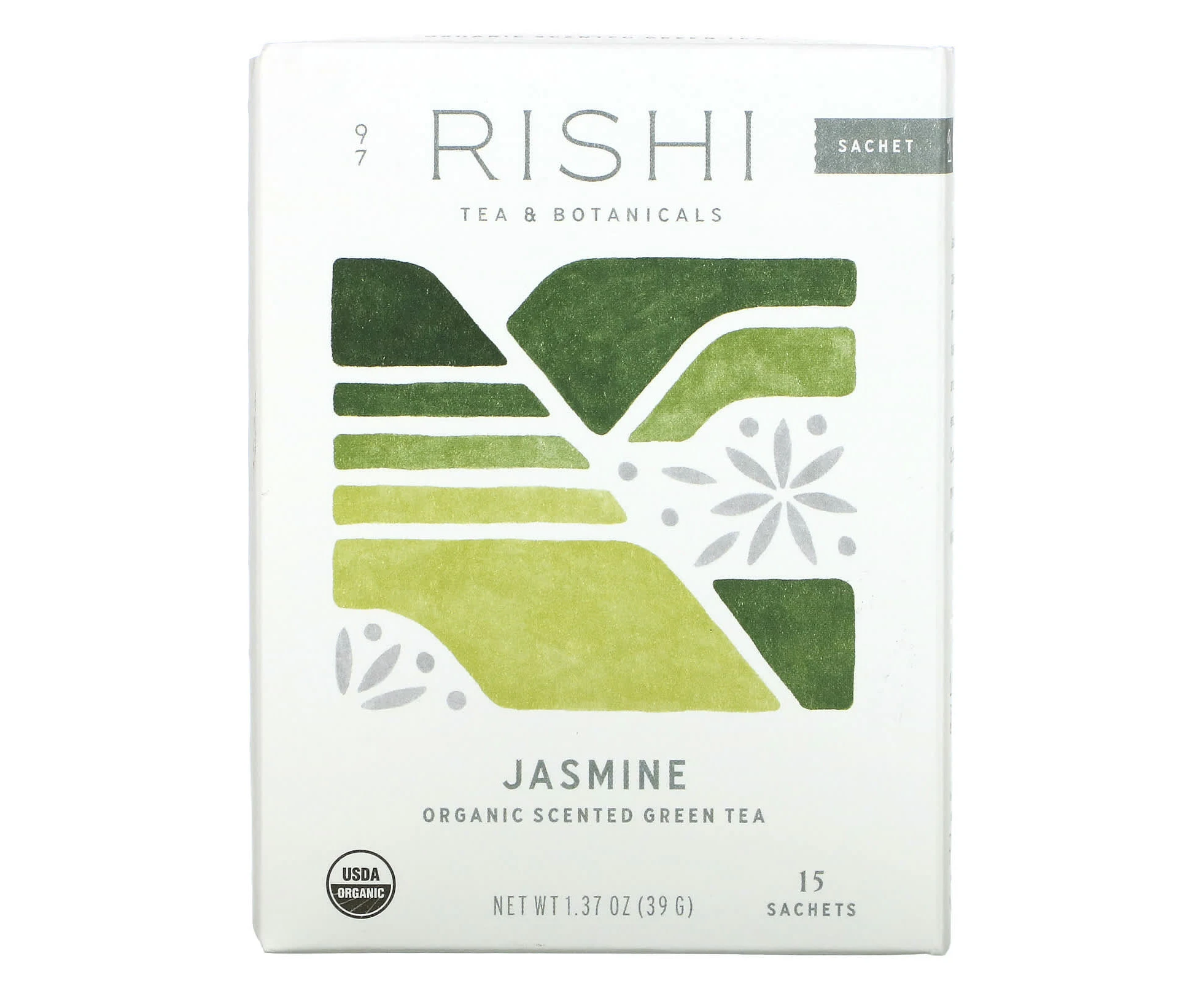 Rishi Tea, Organic Scented Green Tea, Jasmine, 15 Sachets, 1.37 oz (39 g)